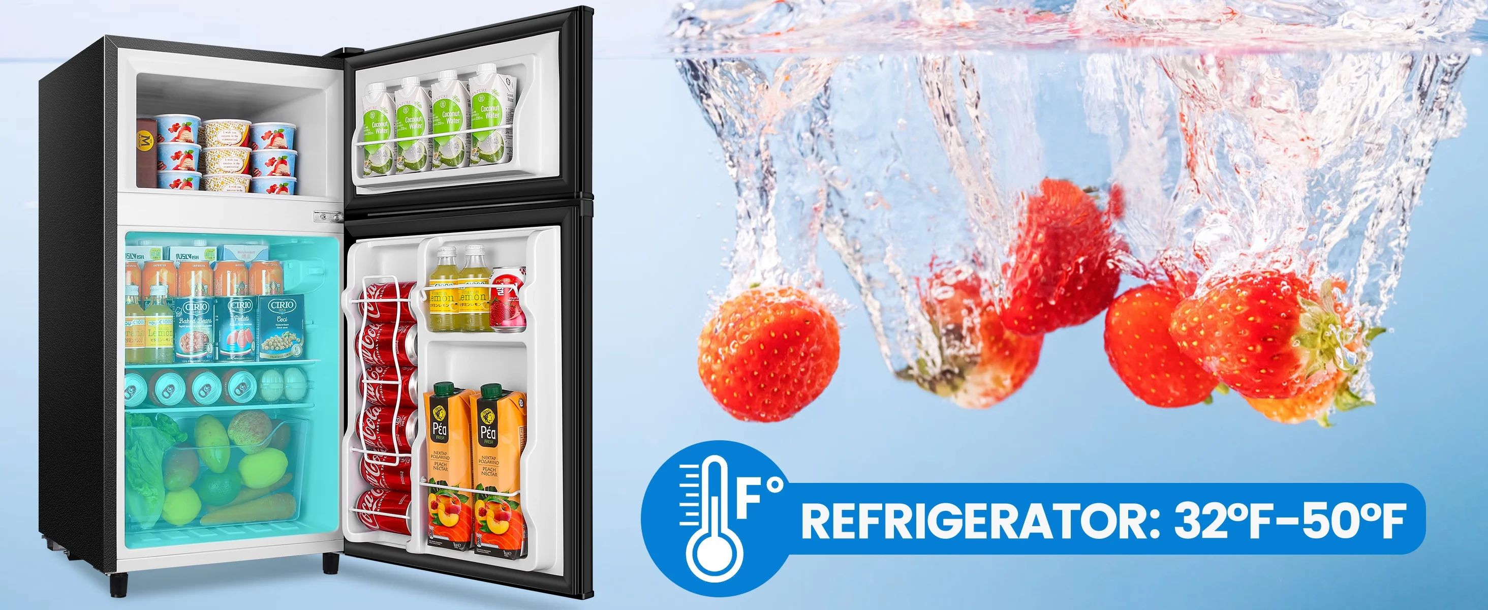 3.5 Cu ft Two Door Mini Fridge, Silvery - Image 4