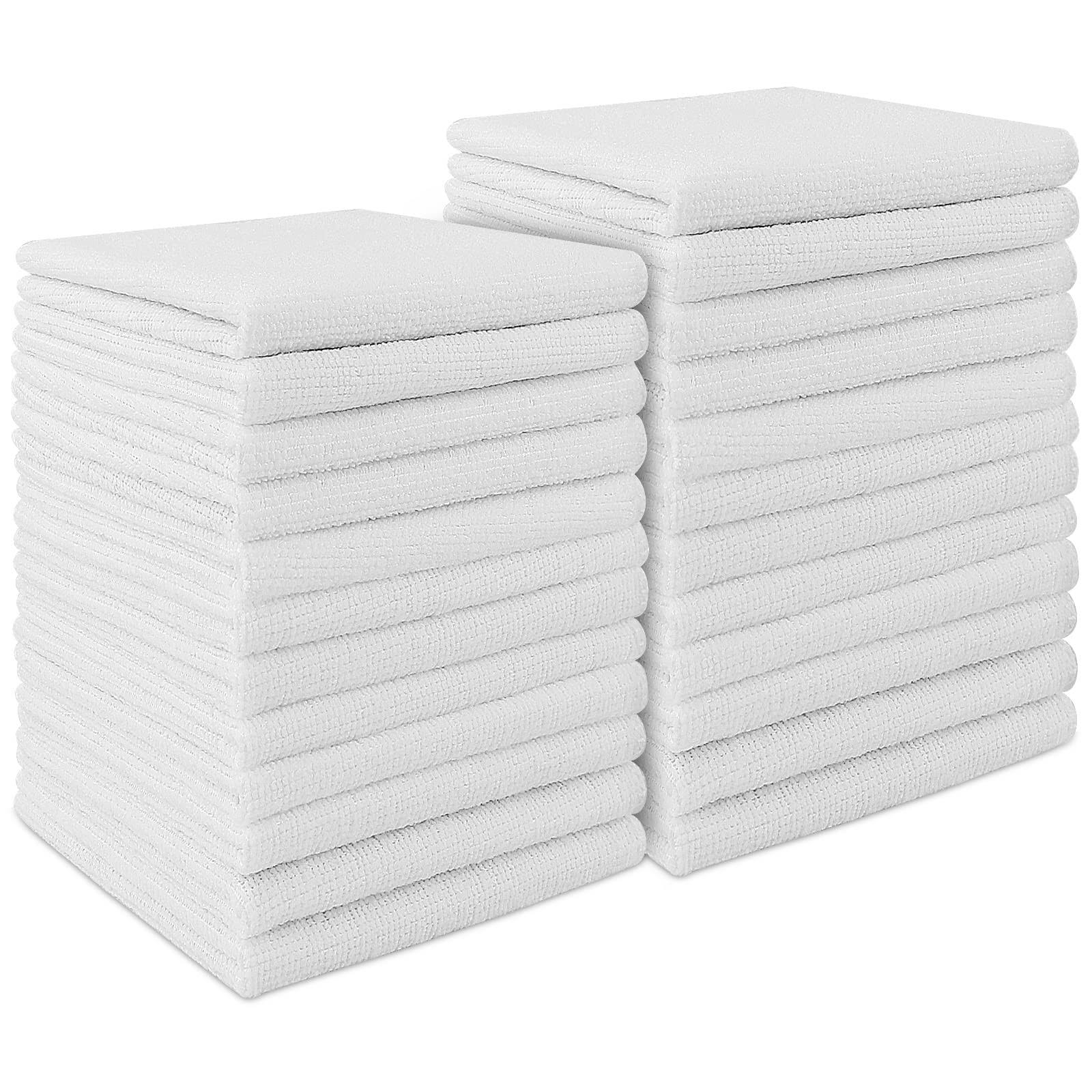 AIDEA Microfiber Cleaning Cloths White-24PK, Absorbent Cleaning Rags, Lint-Free, Scratch-Free, Streak-Free Wash Cloths, Microfiber Cloth, Dish