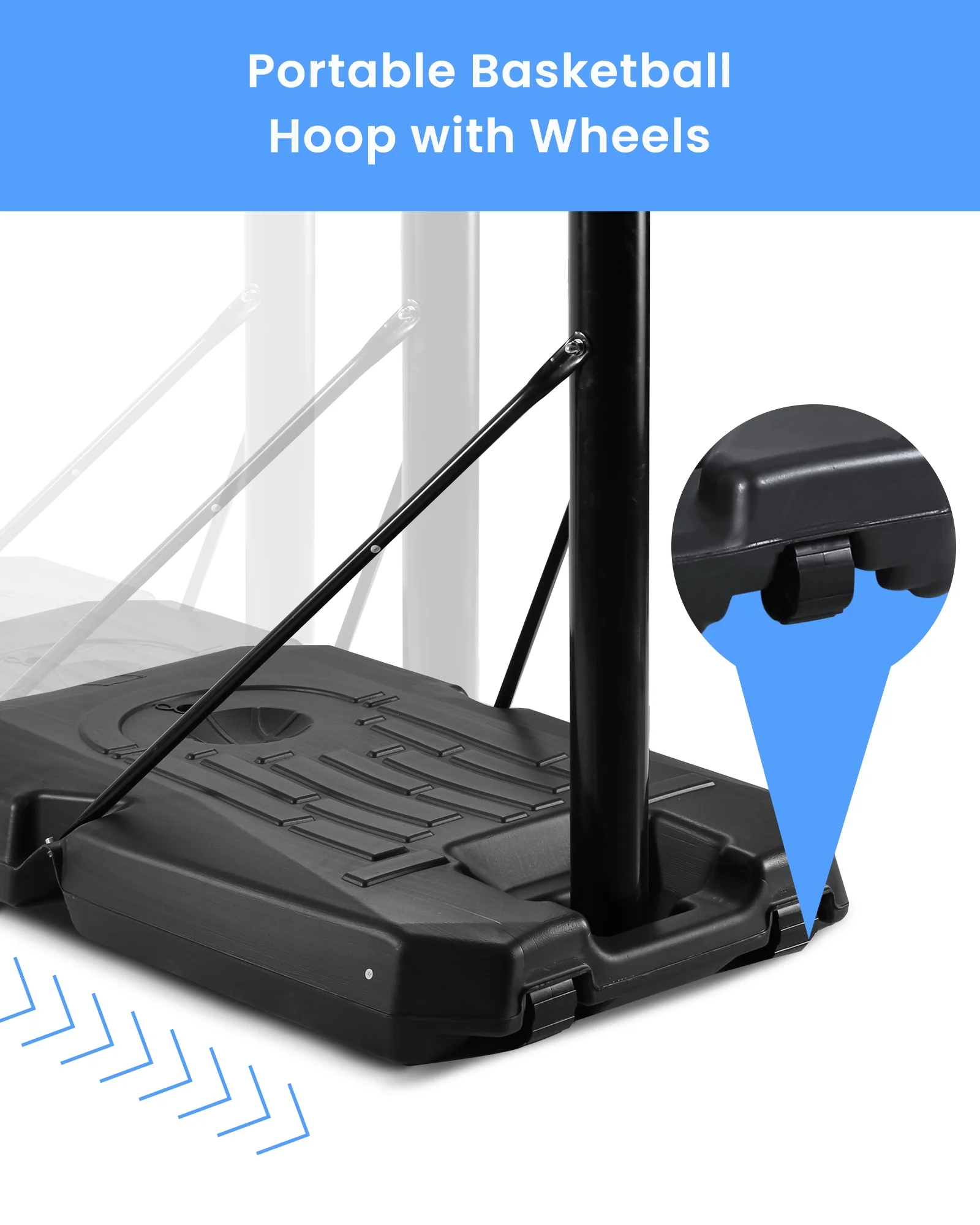 44In Basketball Hoop 6.5 ft to 10 ft Height Adjustable Portable Basketball Goal System with Quick Adjustment for Full Range of Players indoor outdoor Use(White) - Image 5