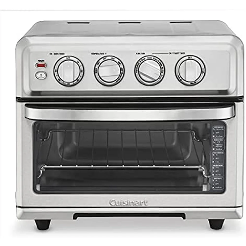 Cuisinart TOA - 70 Airfryer Toaster Oven with Grill Stainless Steel Bundle with Deco Chef Pair of Red Heat Resistant Oven Mitt