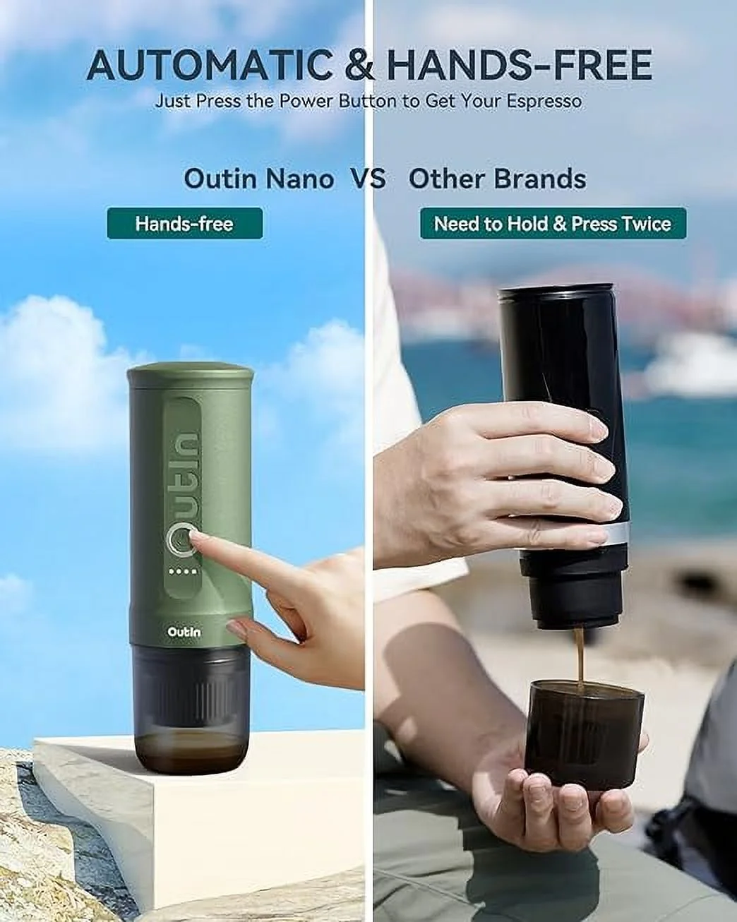 Nano Portable Electric Espresso Machine: 20 Bar, 3-4 Min Self-Heating, Mini 12V/24V Car Coffee Maker with NS Capsule Ground Options Ideal for Camping, Travel, RV, Hiking, Office (Space Grey)(Space Grey) - Image 6