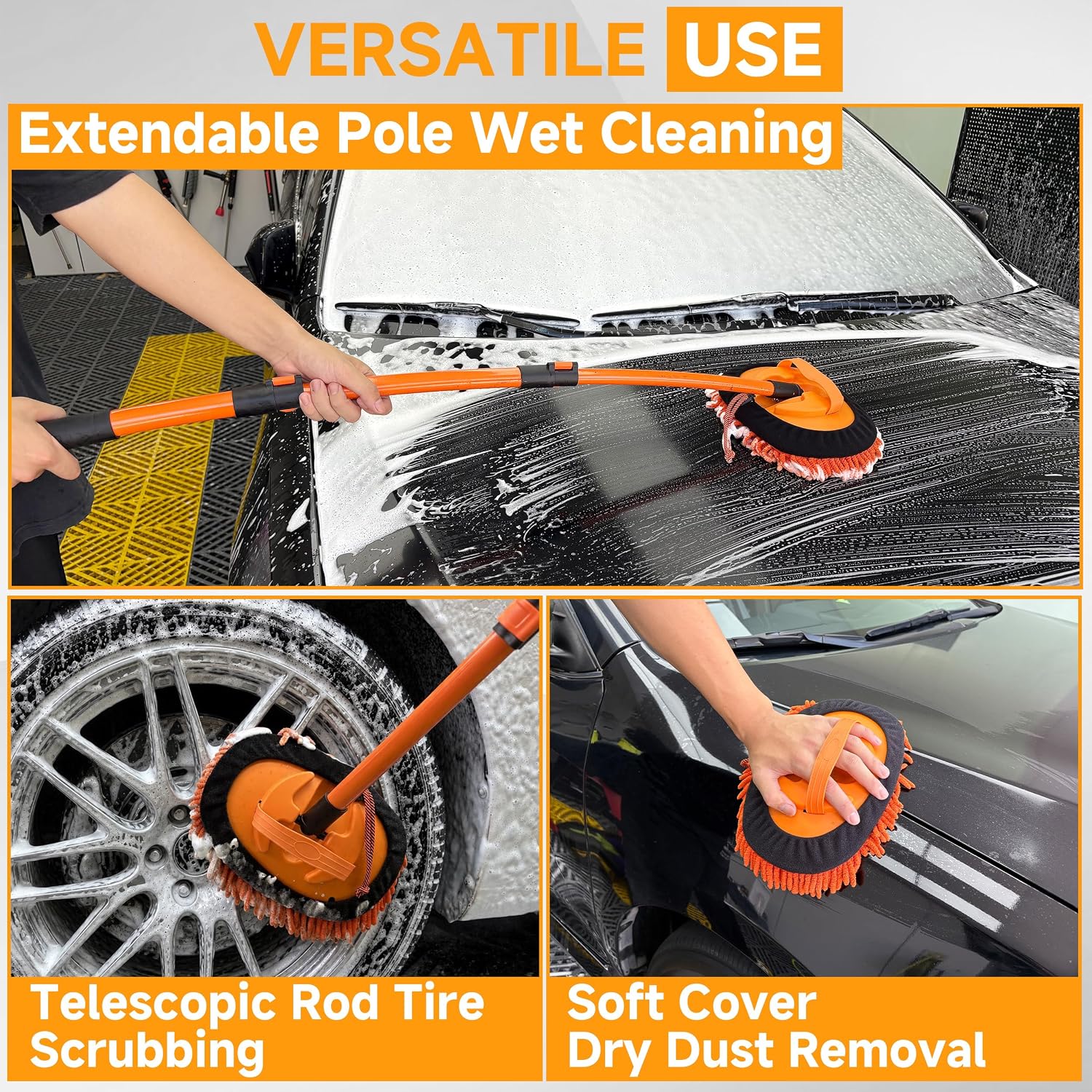 M MINGLE Pressure Washer Foam Cannon Kit, Car Wash Brush with Long Handle