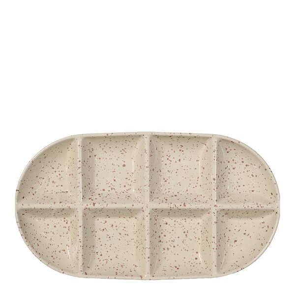 Ditte serveringsfat 36x20x3,5 cm beige/burgunder