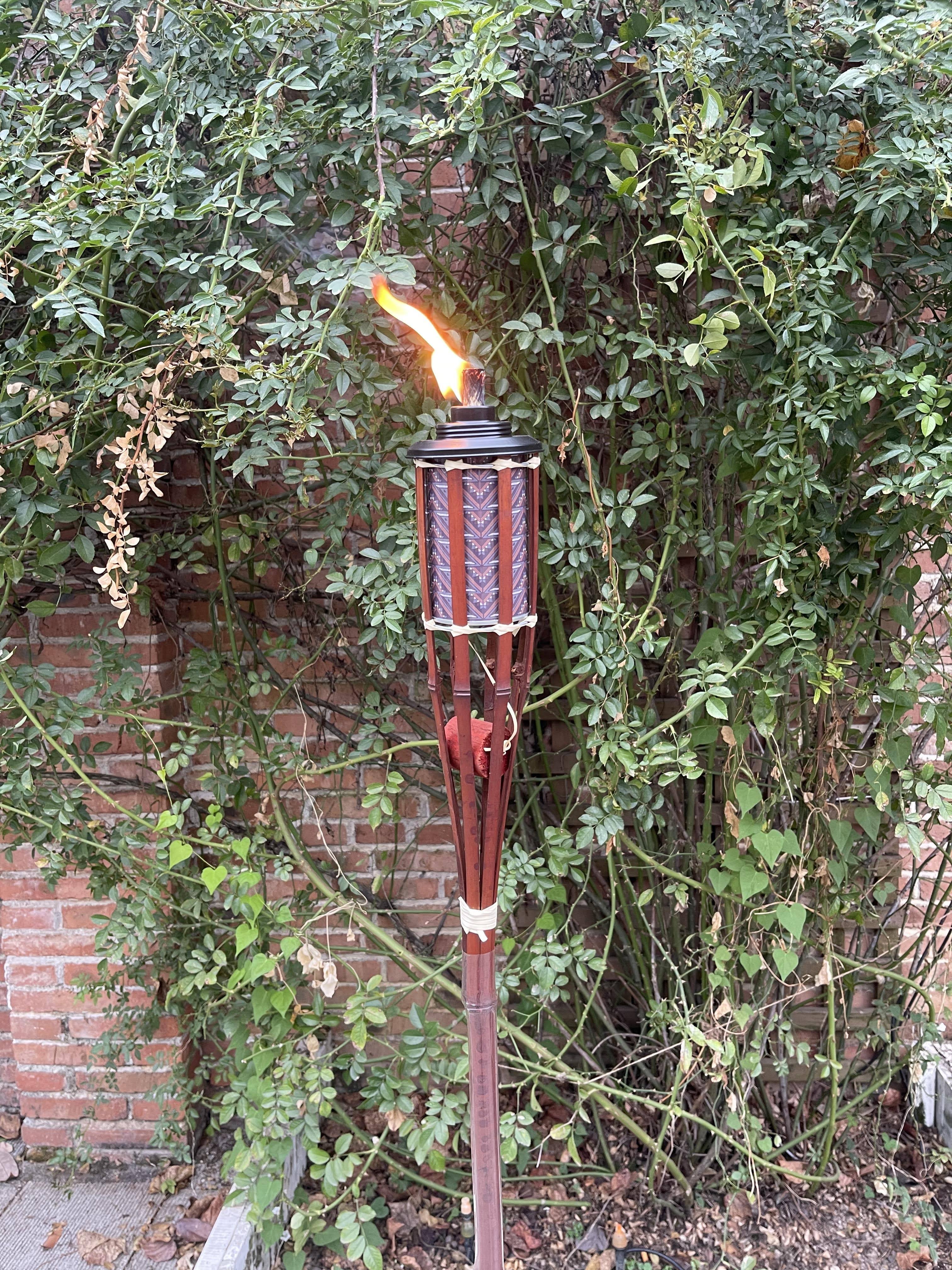 Mainstays Stained Bamboo Yard Torch with Fiberglass Wick - Brown - 57 in