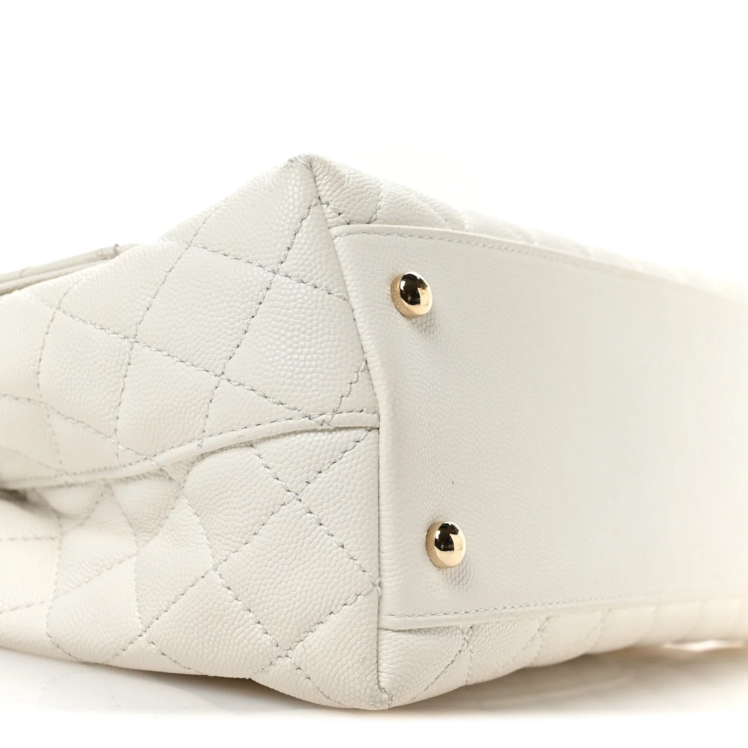 Caviar Quilted Small Chain Coco Handle Flap White