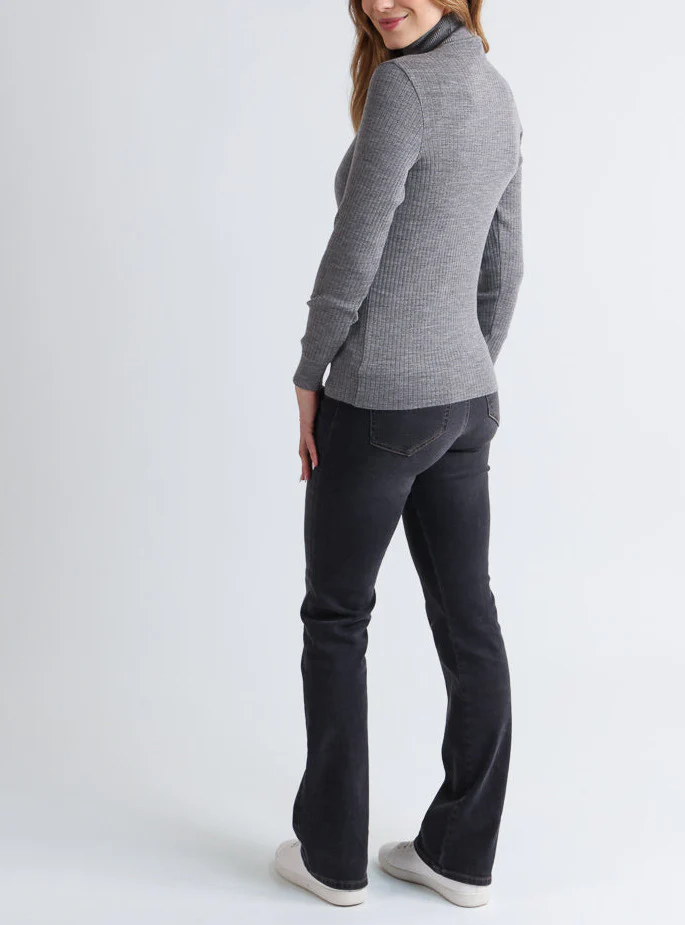 Pull chaussette femme col roule en laine mérinos Gris Léger