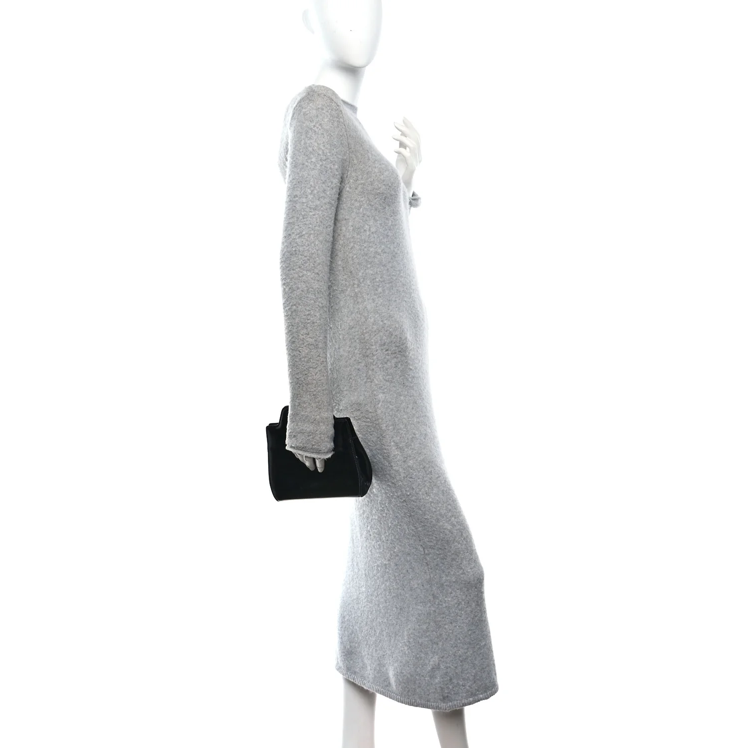 Brushed Calfskin Mini Wanda Top Handle Bag Black