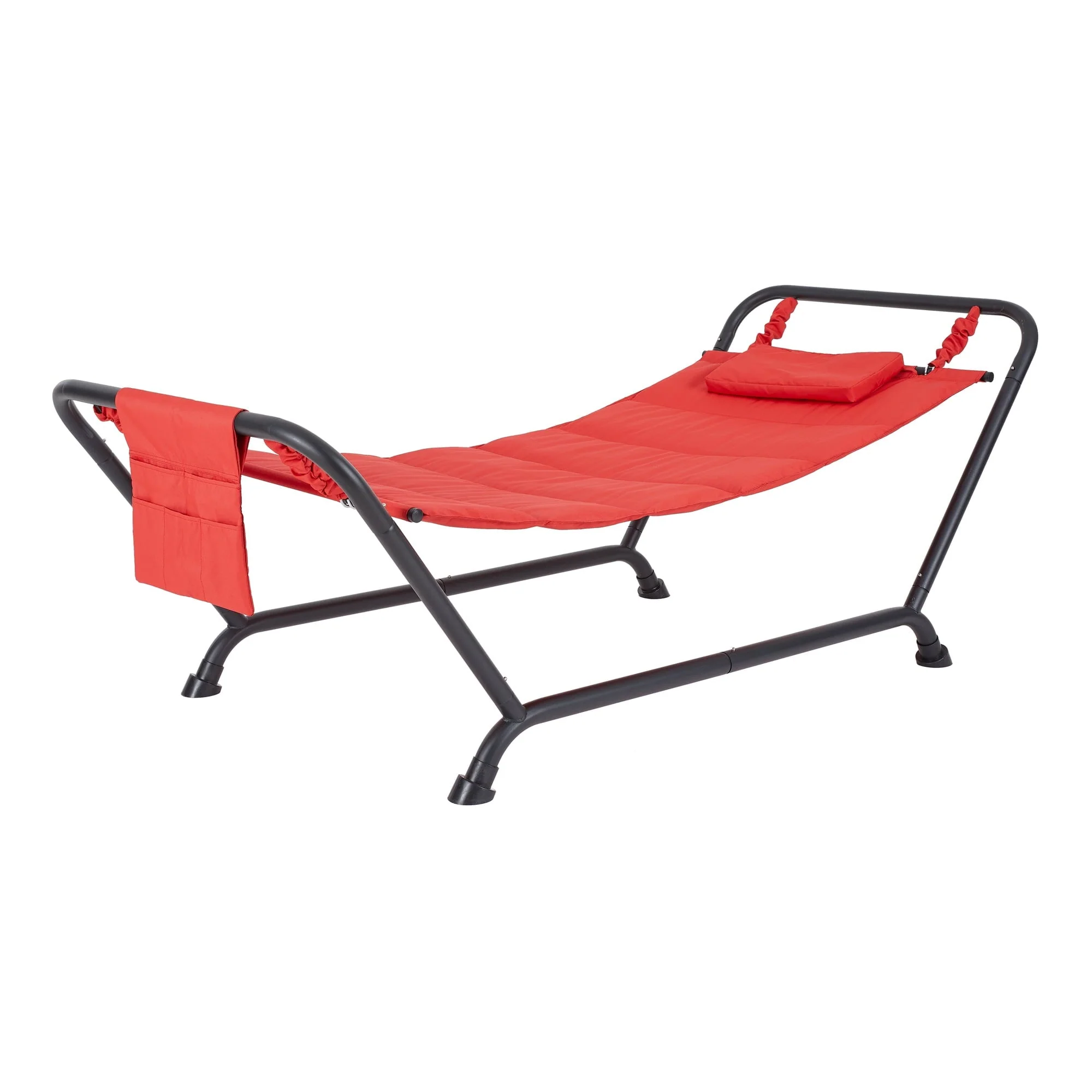 Mainstays Belden Park Polyester Hammock with Stand and Pillow for Outdoor Patio, Multi Color, Assembled Length 90.55