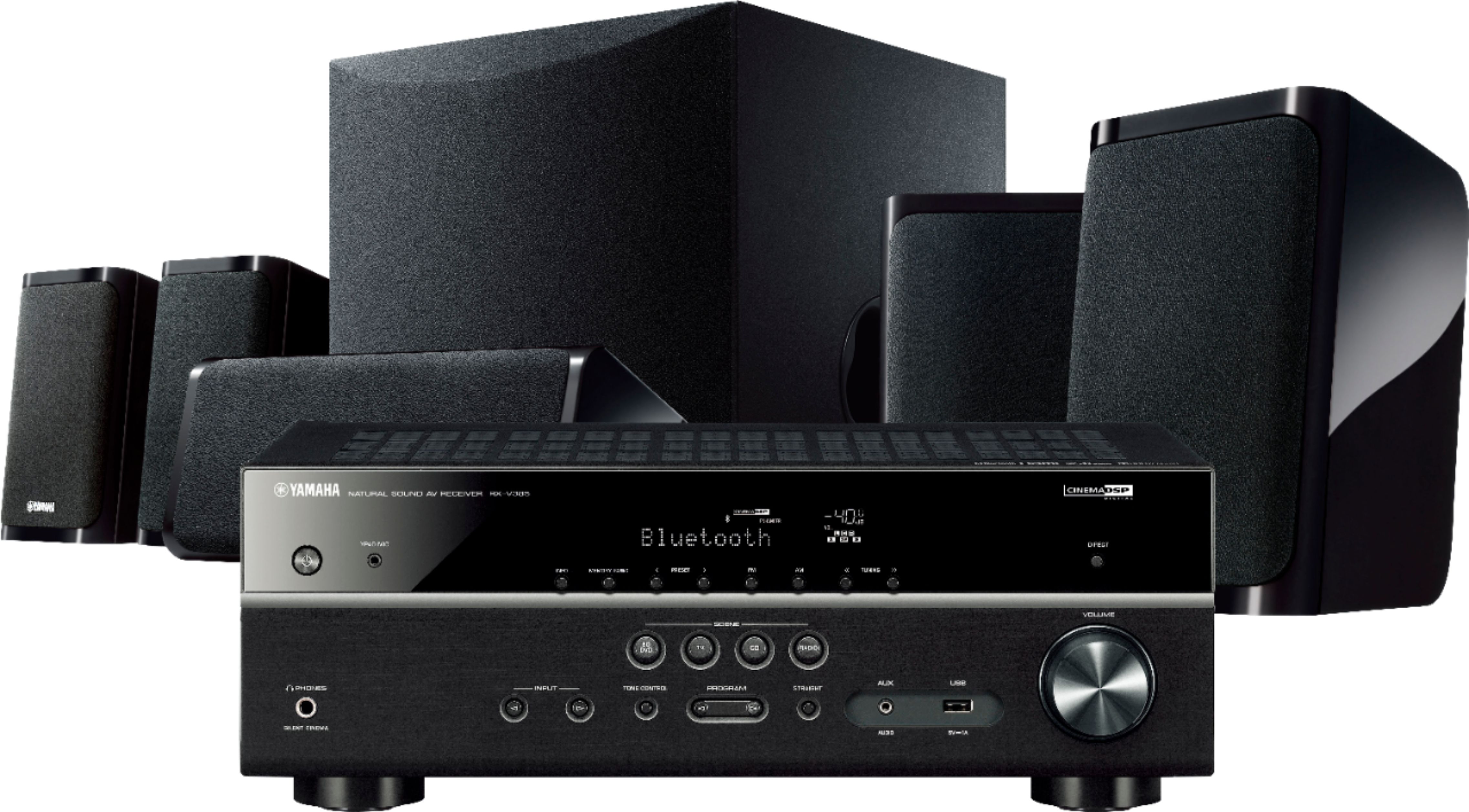 Yamaha 2025 – Système d'enceintes home cinéma 4K 5.1 canaux avec caisson de basses amplifié et streaming Bluetooth – Noir