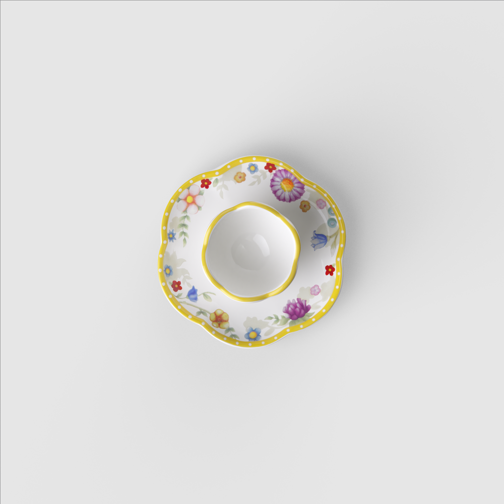 Spring Awakening Egg cup - Yellow, Premium Porcelain