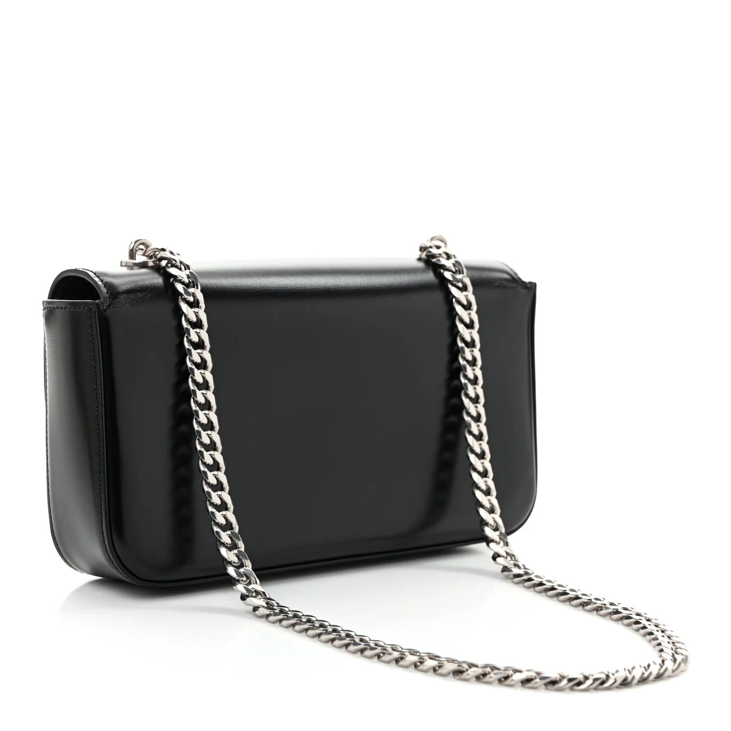 Shiny Calfskin Triomphe Chain Shoulder Bag Black