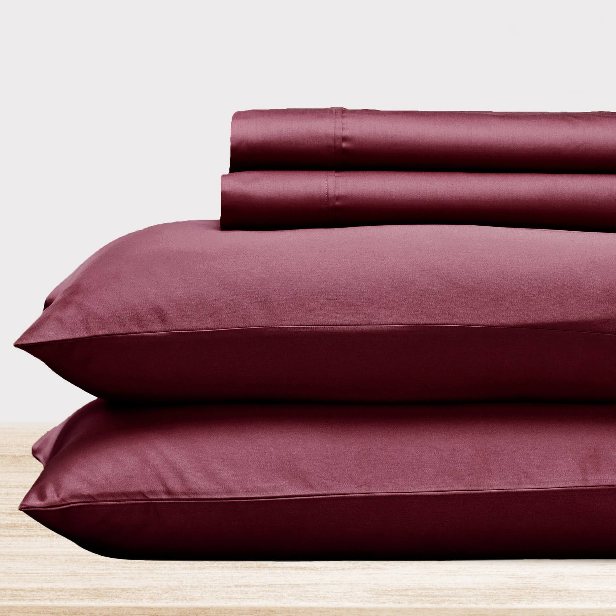 California Design den 100% Cotton Queen Sheet Sets, 400 Thread Count Sateen, Red