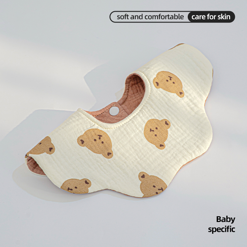 Premium 2 Layer Muslin Baby Bib 360 Degree Rotation 8 Petal Shape Soft Cotton Gauze Infant Drool Bib for Daily Feeding Wear