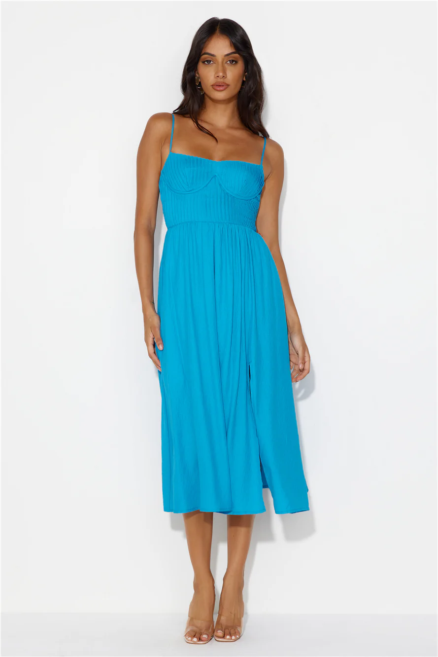Channeling Moods Midi Dress Blue