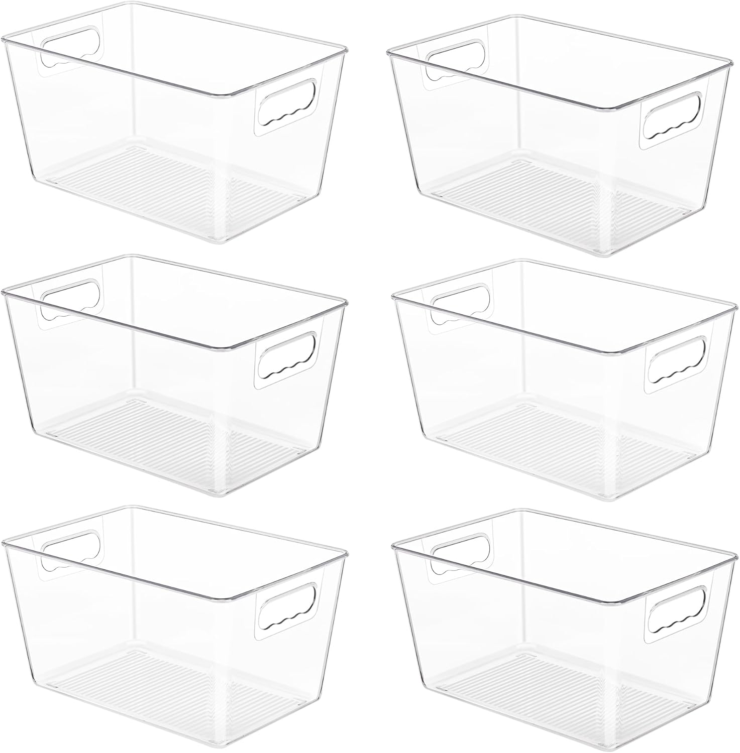 YIHONG 6 Pack Clear Storage Bins, Pantry Organizer Bins with Handle, Large