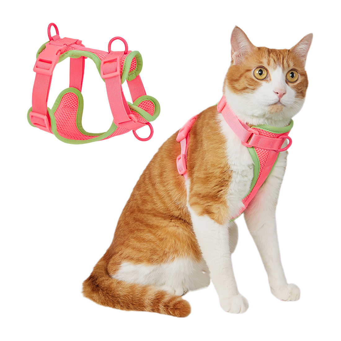 Adjustable Pet Harness Vest Multi-Color Comfort Mesh Dog Harness for Small Medium Large Cats Puppies Dogs Polyester