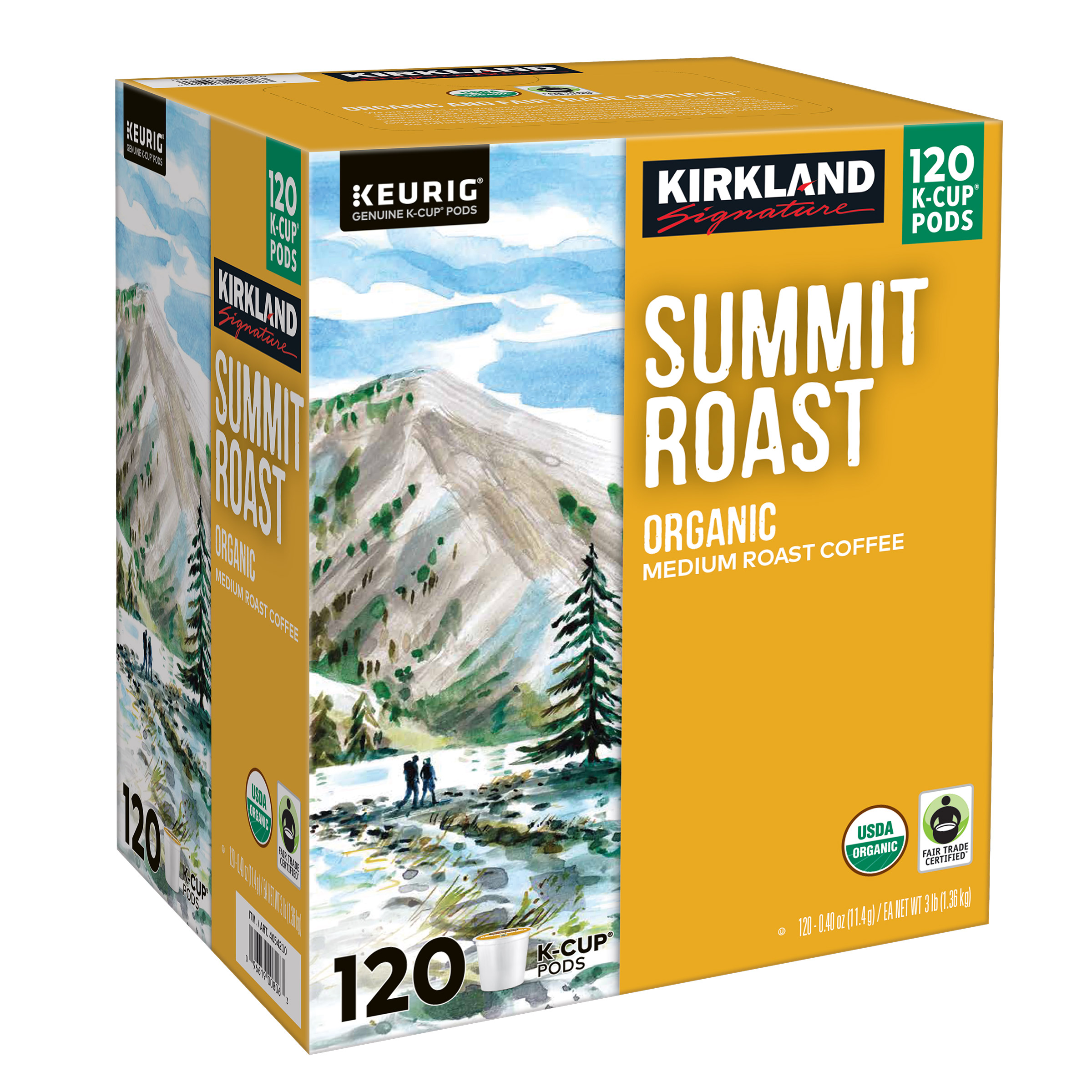 Kirkland Signature Coffee Organic Summit Roast K - Cup Pod, 120 - Count
