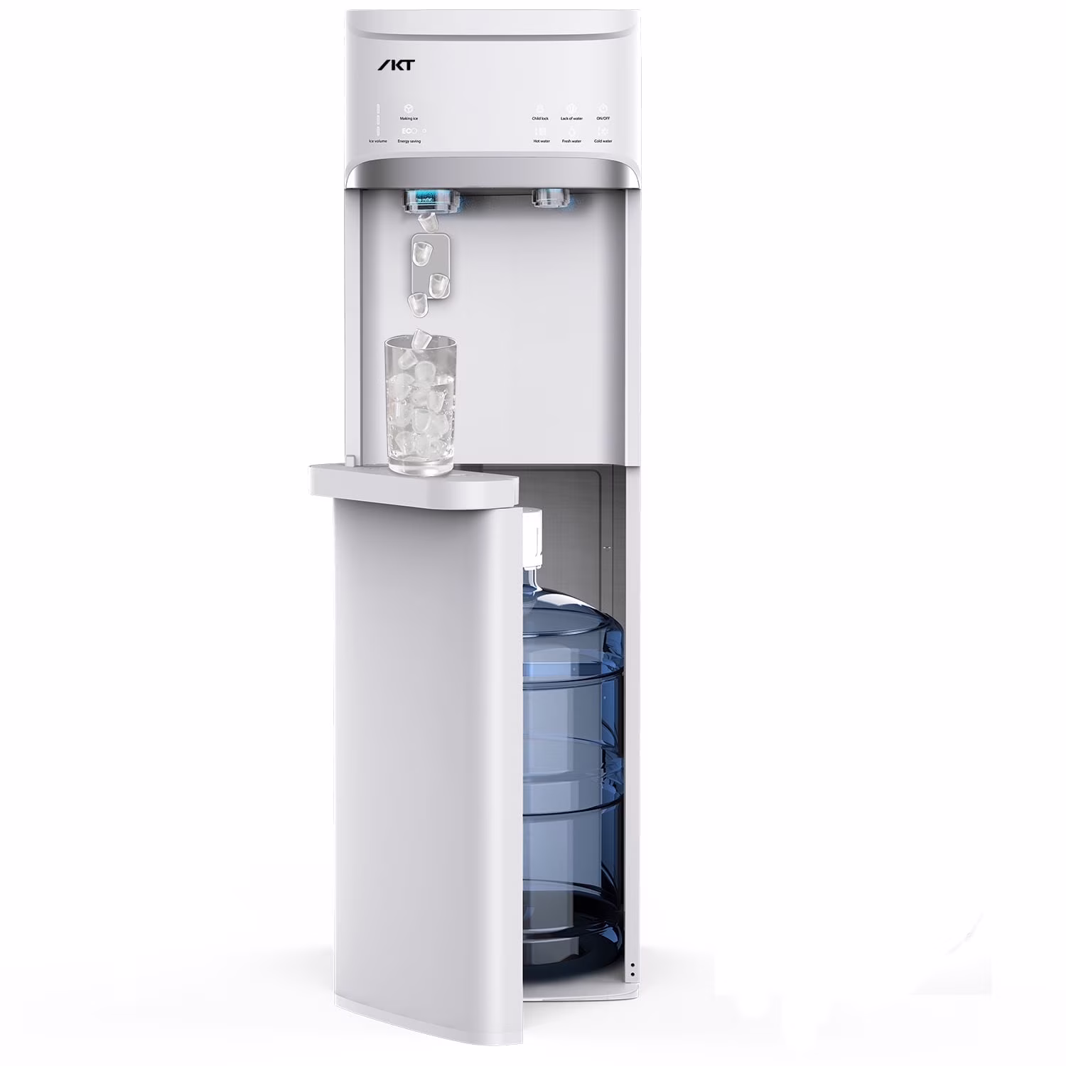 Bottom Loading Water Dispenser Cooler with Maker for 5 Gallon Bottle with Empty Bottle Indicator 3 Temperature 22lbs Within 24hrs White