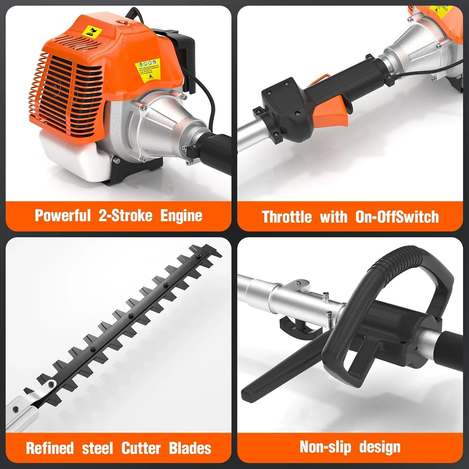 Zhixing 52CC 2-stroke 3-in-1 petrol lawn mower hedge trimmer, multifunctional garden pruning tool with weeder head + hedge blade, powerful lawn and tree trimmer, home gardening care machine