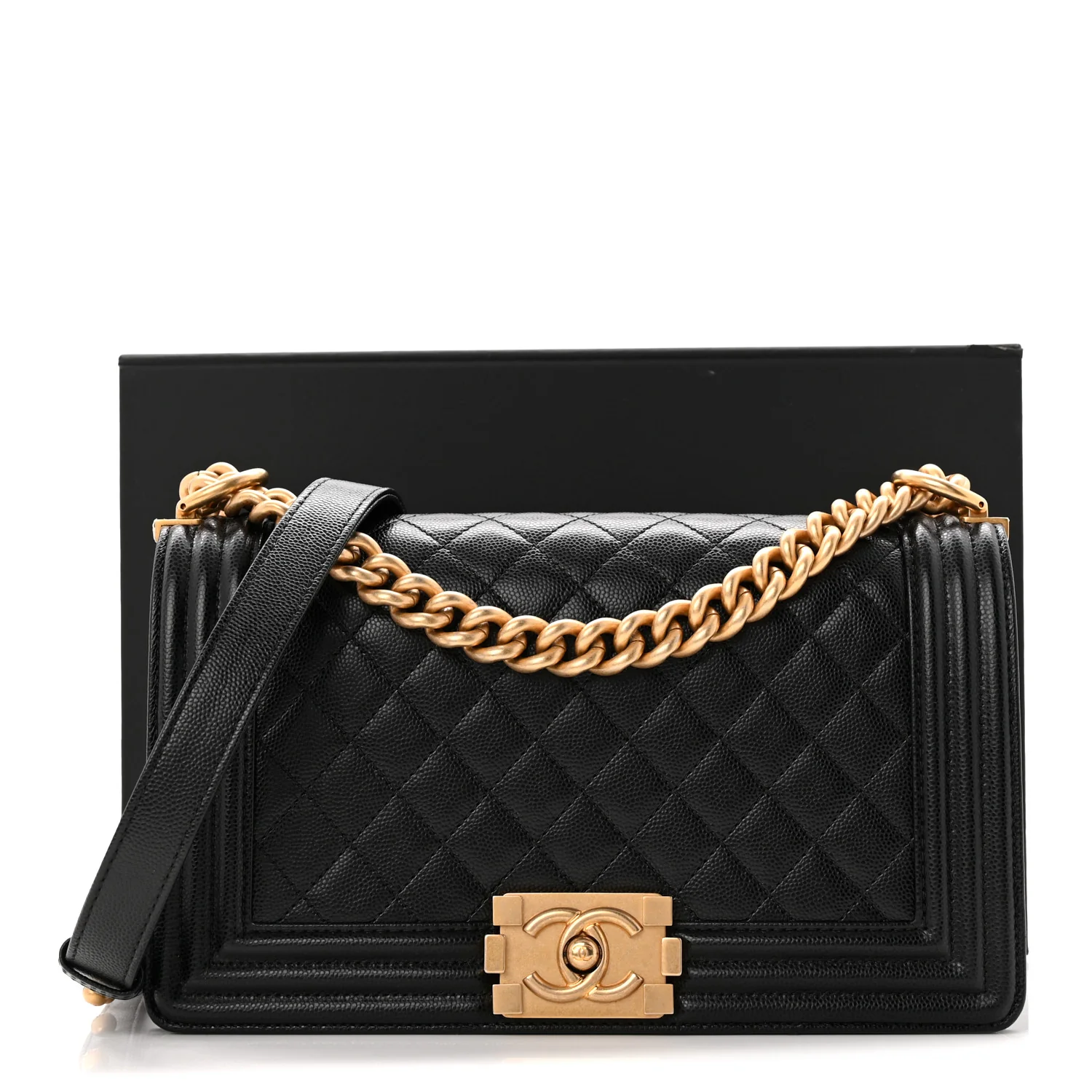 Caviar Quilted Medium Boy Flap Black