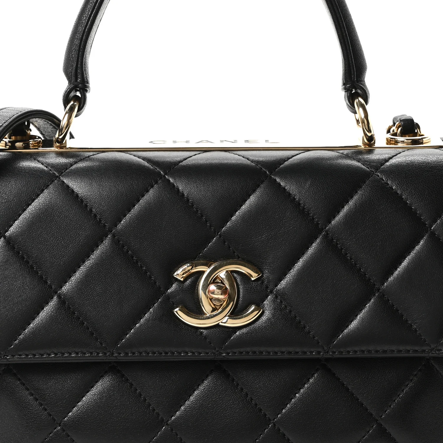 Lambskin Quilted Small Trendy CC Dual Handle Flap Bag Black