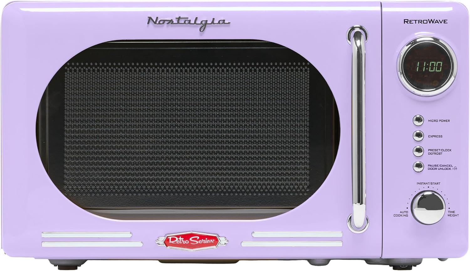 Nostalgia Retro Microwave - Countertop Microwave Oven - Includes 12 Pre-Programmed Settings and Digital Clock - 0.9 CU Ft- 800 Watts - Yellow