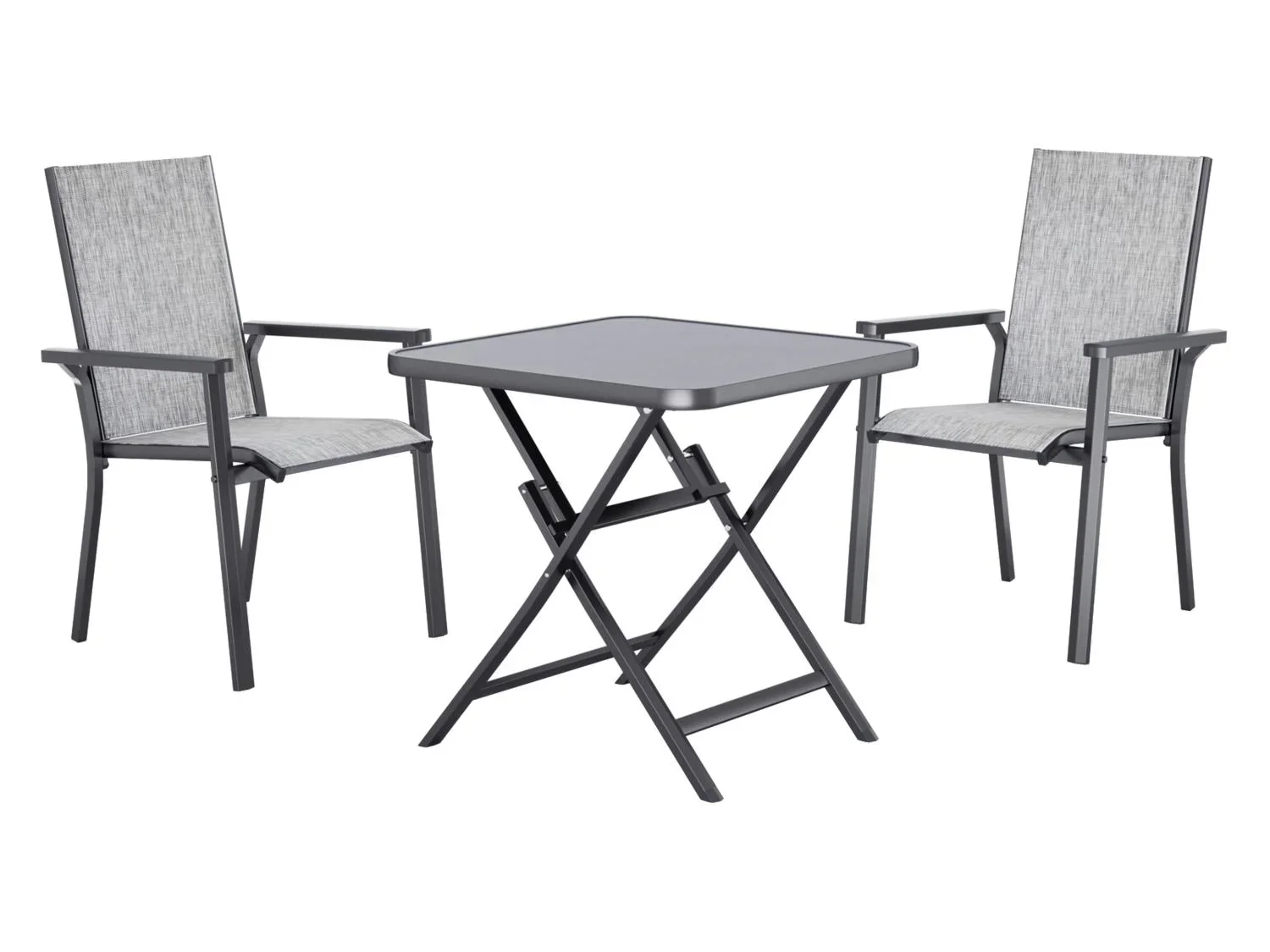 LIVARNO Table de jardin + Lot de 2 fauteuils en aluminium Houston