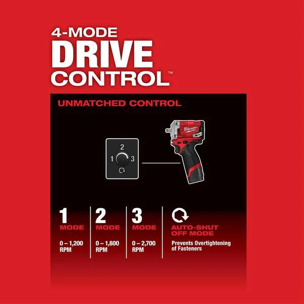 M12 FUEL 12V Brushless Cordless Stubby 3/8 in Impact Wrench Kit with 3/8 in Drive SAE/Metric Socket Set (43 Piece) Image 7