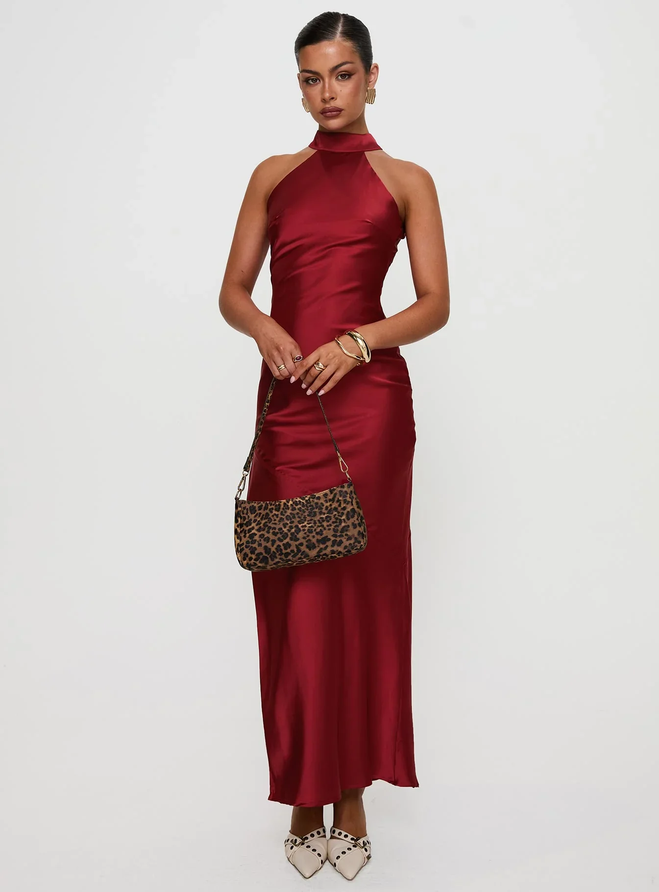 Mordecai Halter Maxi Dress Burgundy