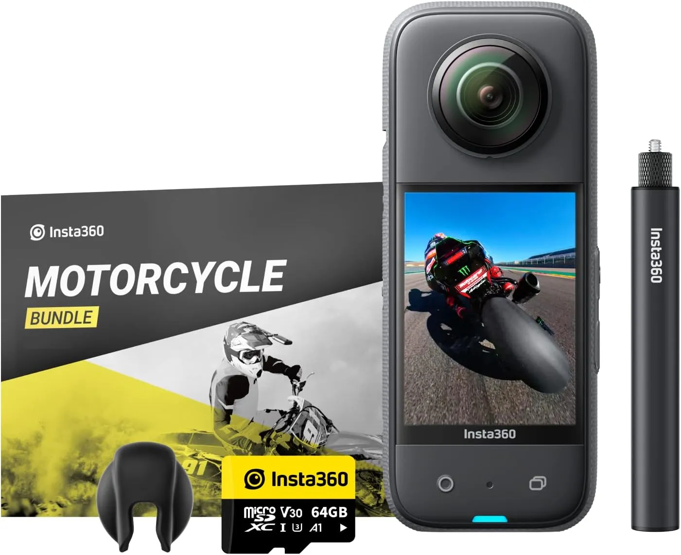 Insta360 X3 Motorcycle Kit- Waterproof 360 Action Camera with 1/2 48MP Sensors