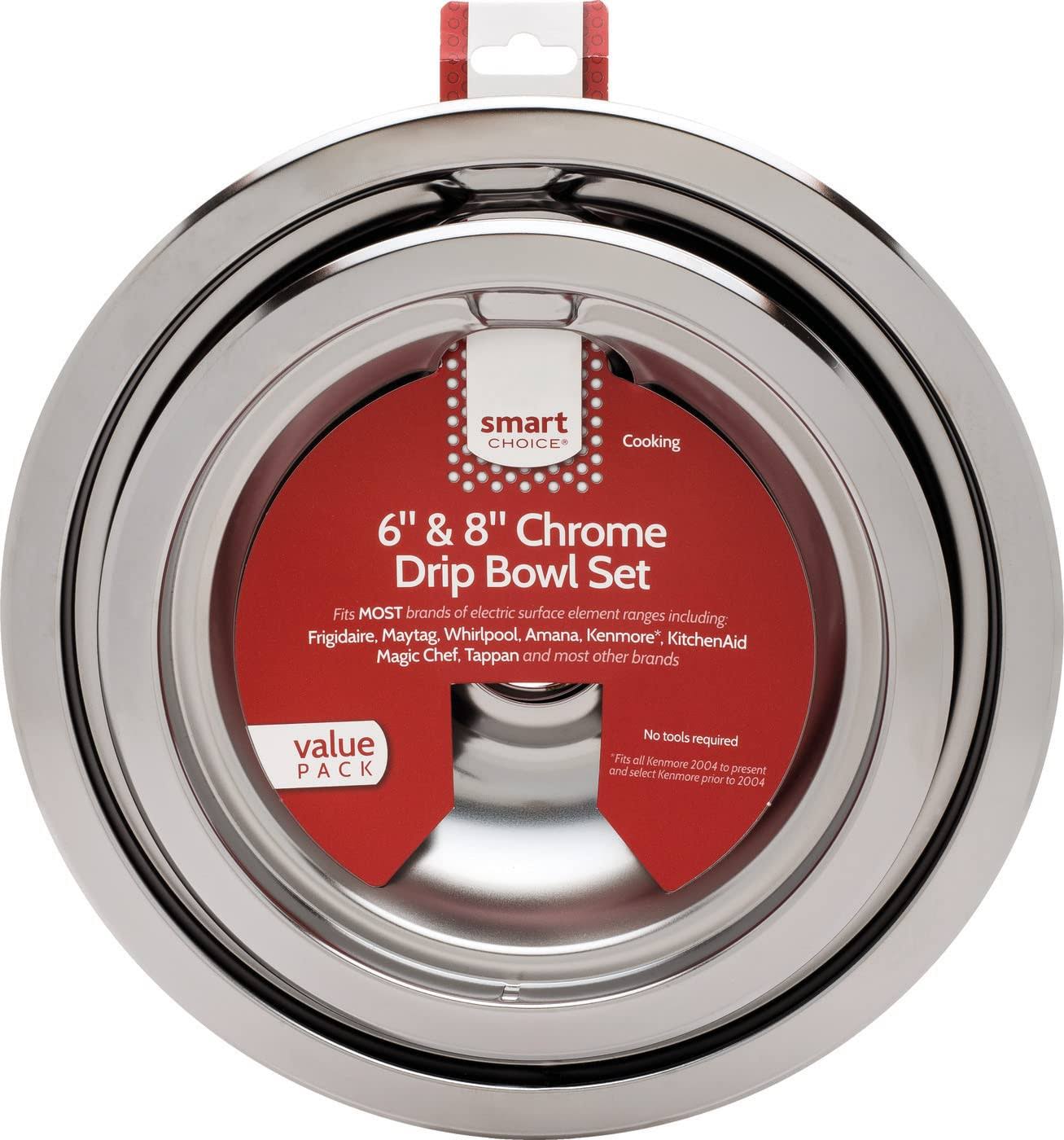 Smart Choice 6 in. and 8 in. Drip Bowl Set in Chrome - Fits Most
