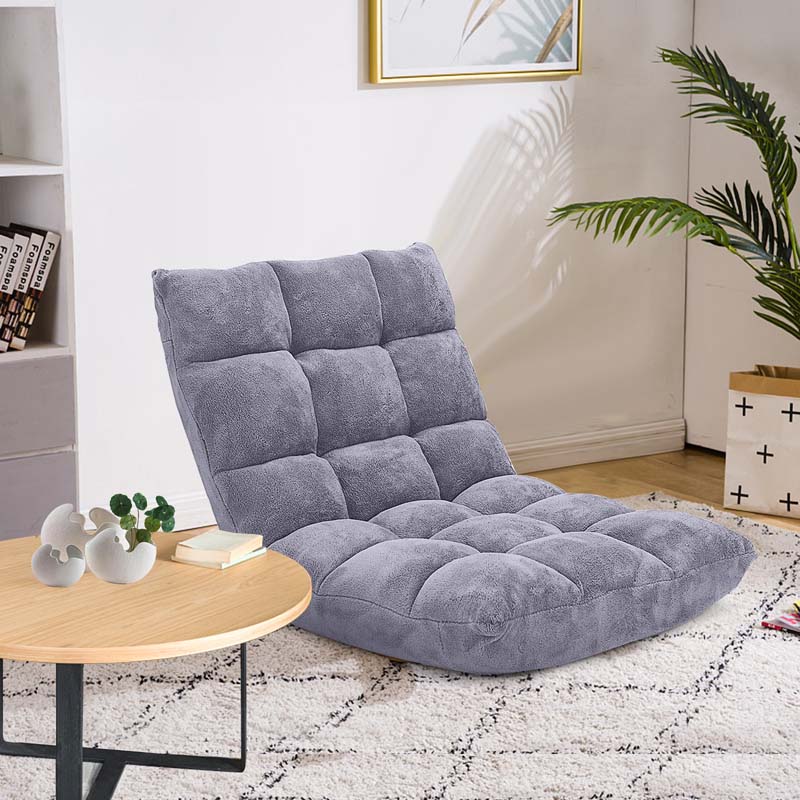 Fauteuil de sol en mousse à mémoire de forme, fauteuil de jeu pliable et réglable en 14 positions avec soutien dorsal, canapé-lit inclinable