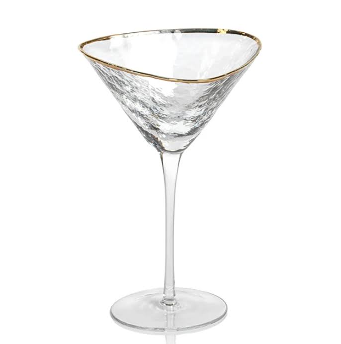Zodax Aperitivo Triangular Martini Glass with Gold Rim