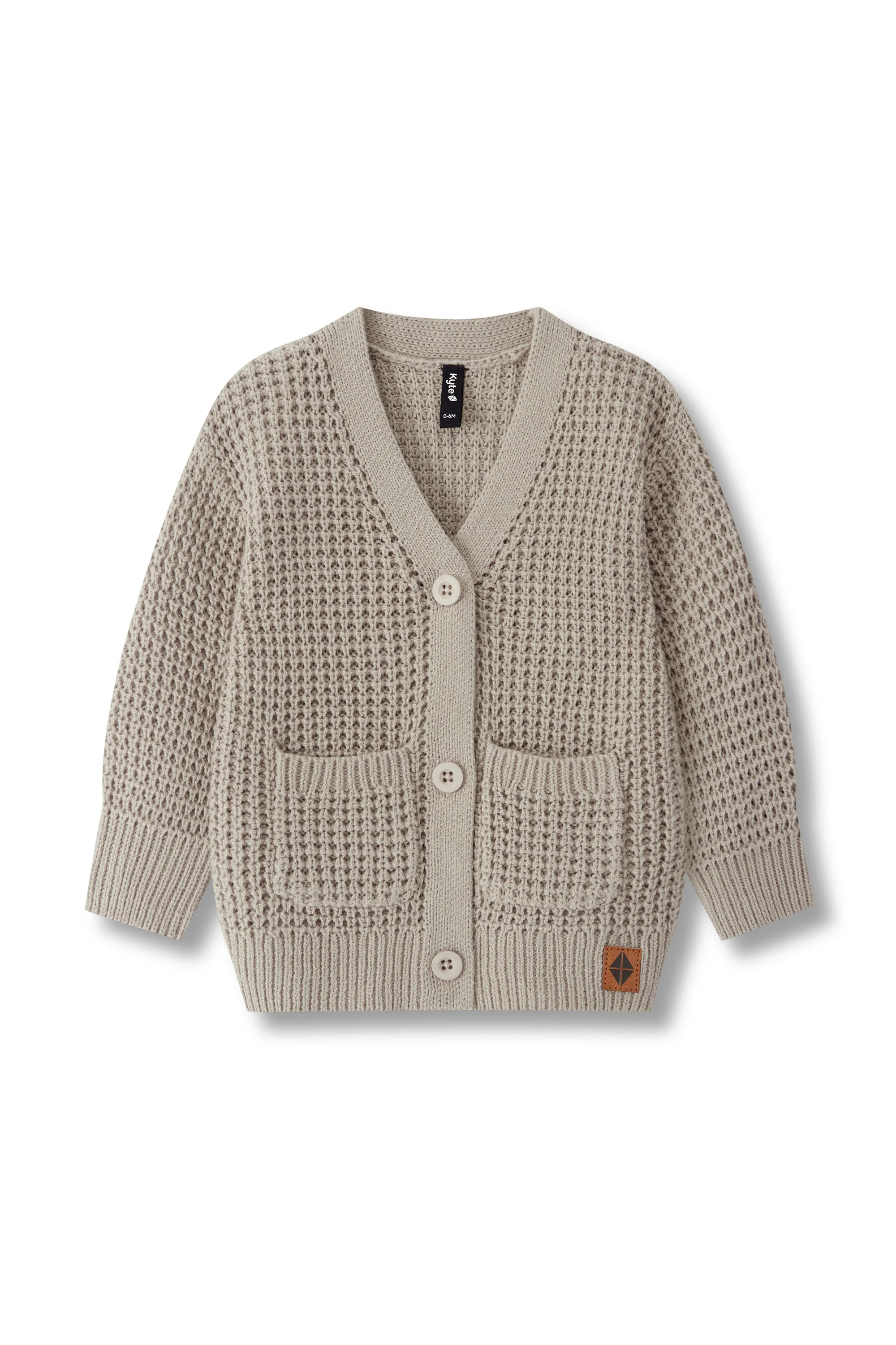 Chunky Knit Waffle Cardigan in Almond