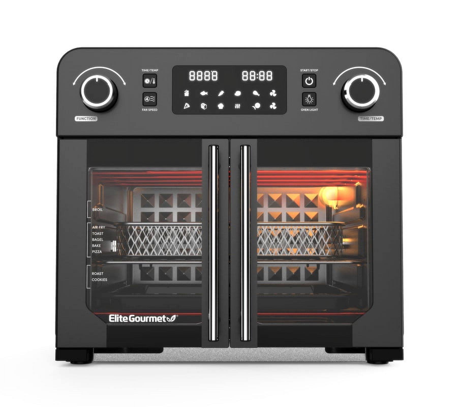 Elite Gourmet EAF9010B All Steel French Door Air Fryer Countertop Oven 24.5 qt