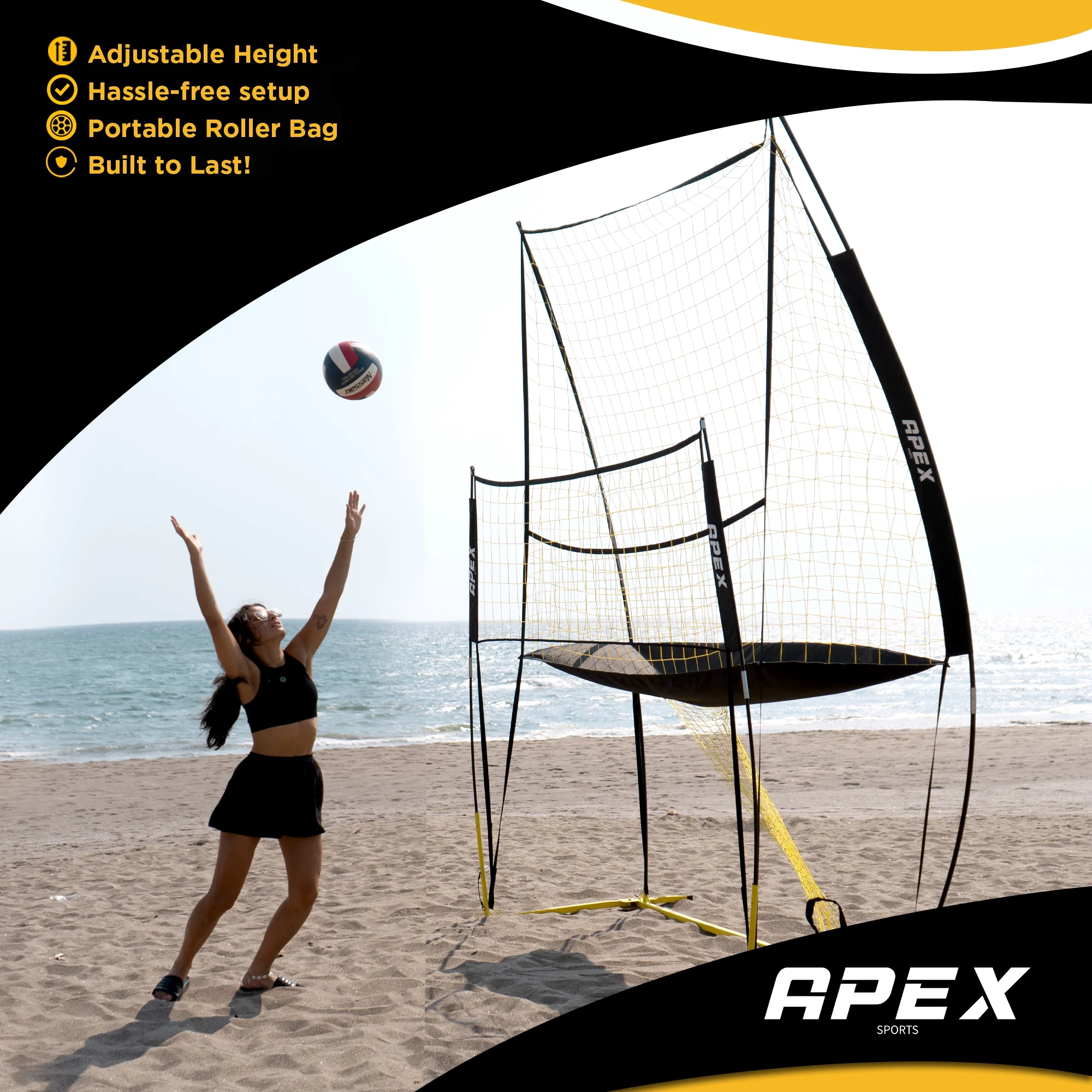 Volleyball Training Net Equipment System Sturdy, Adjustable, and Portable | Improve Accuracy, Technique, and Skills | Ideal for Indoor/Outdoor Use | Easy Assembly Storage - Image 2