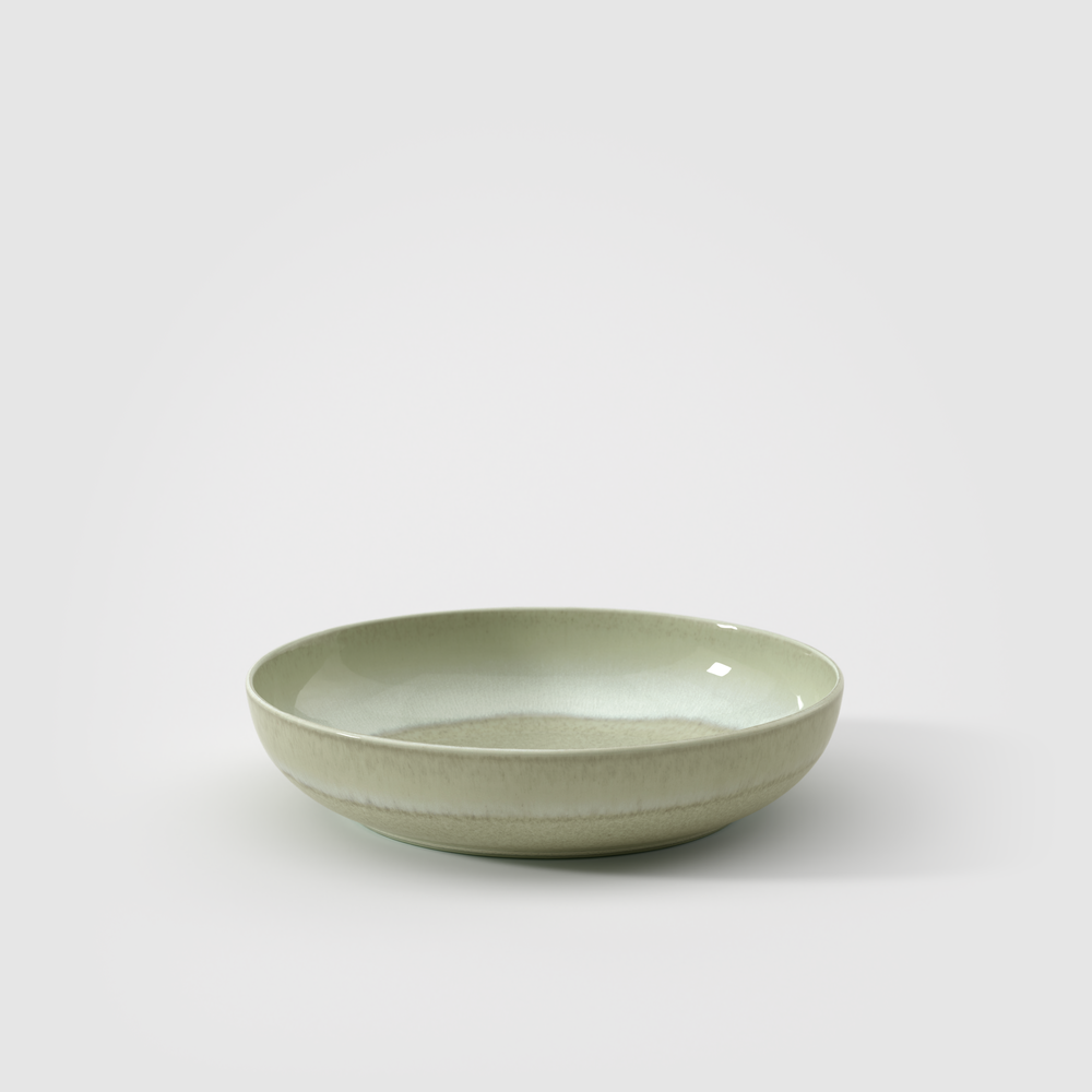 Perlemor Pasta bowl - Green, 22 oz, Premium Porcelain