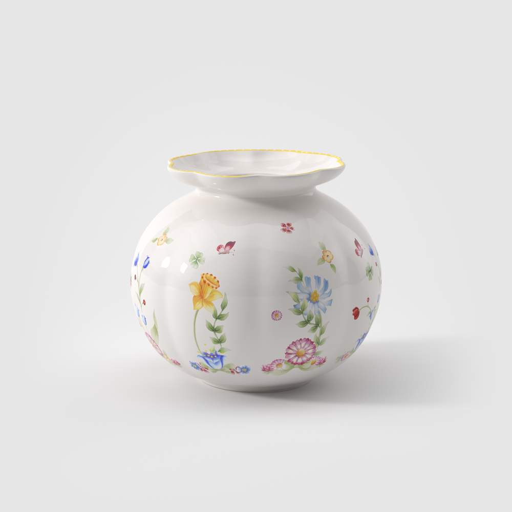 Spring Awakening Vase - Yellow, 7.8'' x 7.8'' x 7'', Premium Porcelain