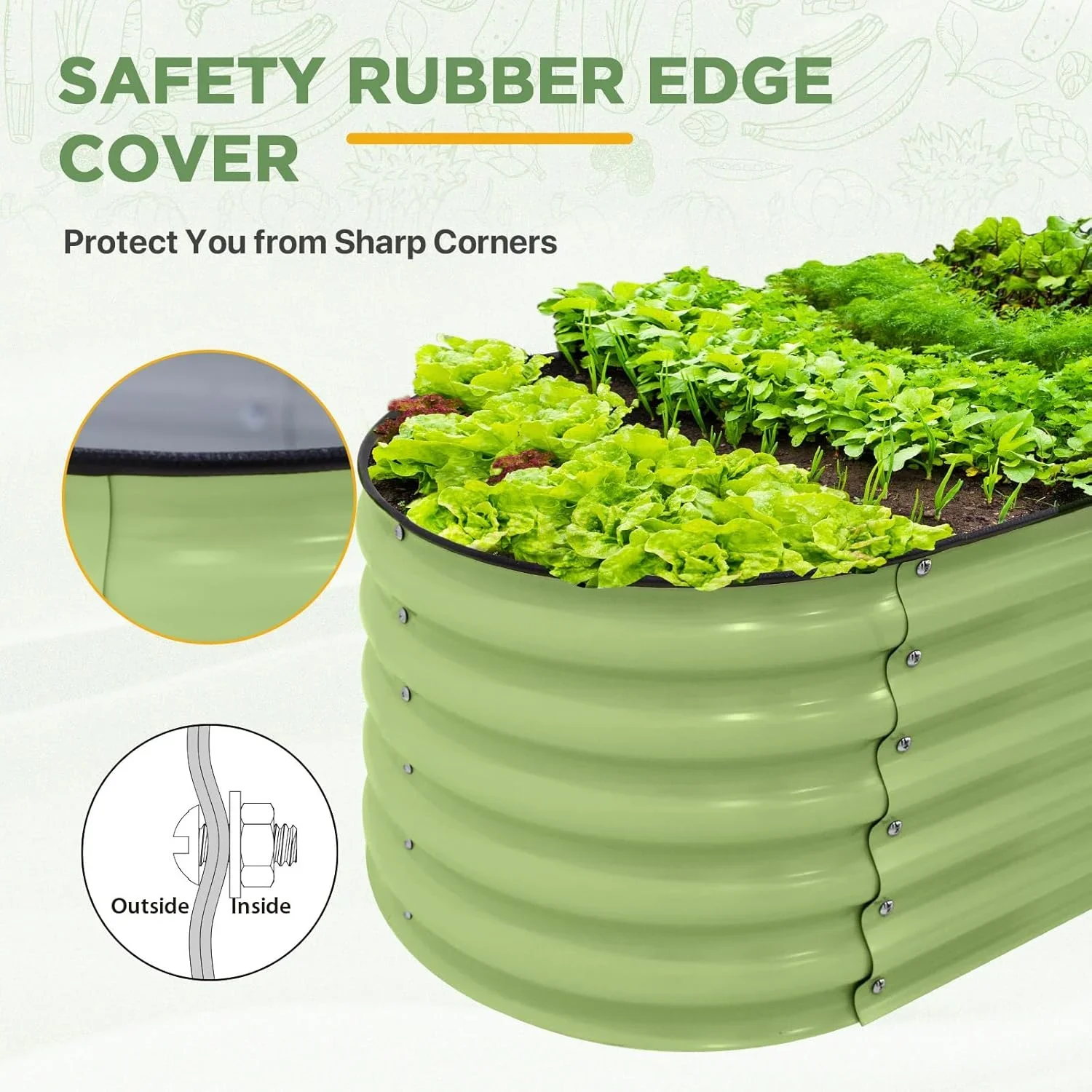 EAGLE PEAK 17'' Tall Outdoor Galvanized Raised Garden Bed Planter, Planter Boxes for Outdoor Plants, Vegetables, Flowers, and Herbs 6 in 1 Modular Design, Olive Green
