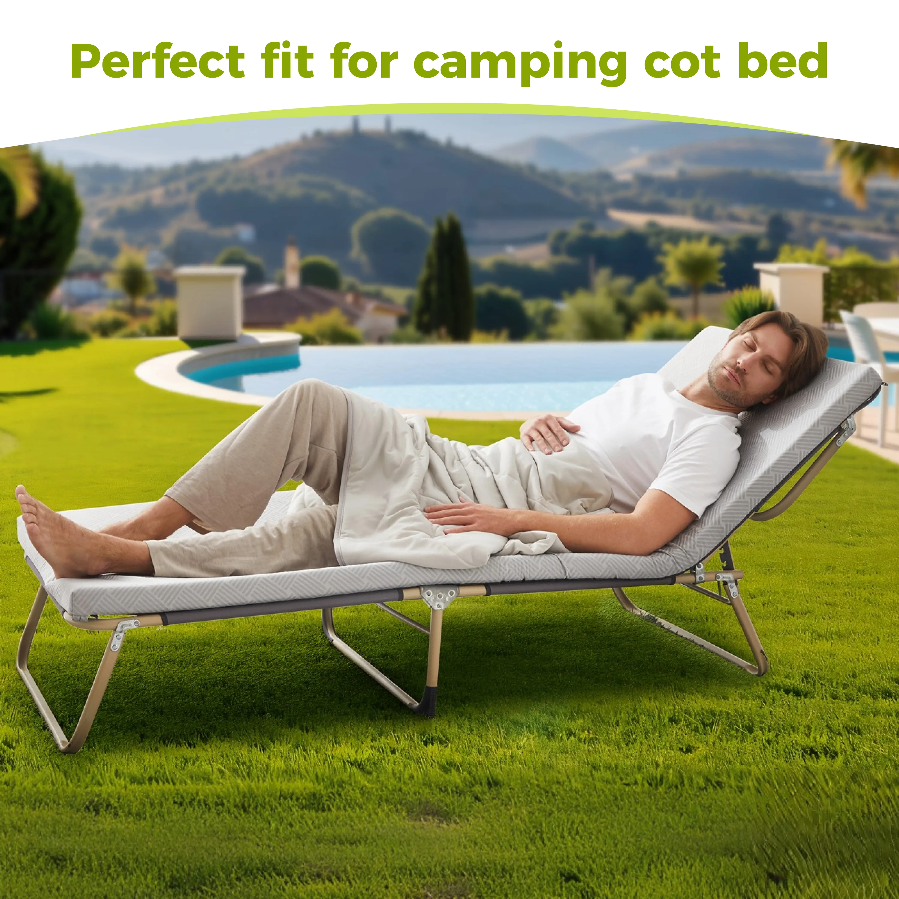 Camping Mattress for Hot Sleeper, Waterproof Cooling Cover, Roll Up Foam Sleeping Pad with Storage Bag,Cot Mattress Topper for Summer Camping, Hiking,Car,Tent,Travel(75 x 30 x 2 inches)(Mattress Only) - Image 6