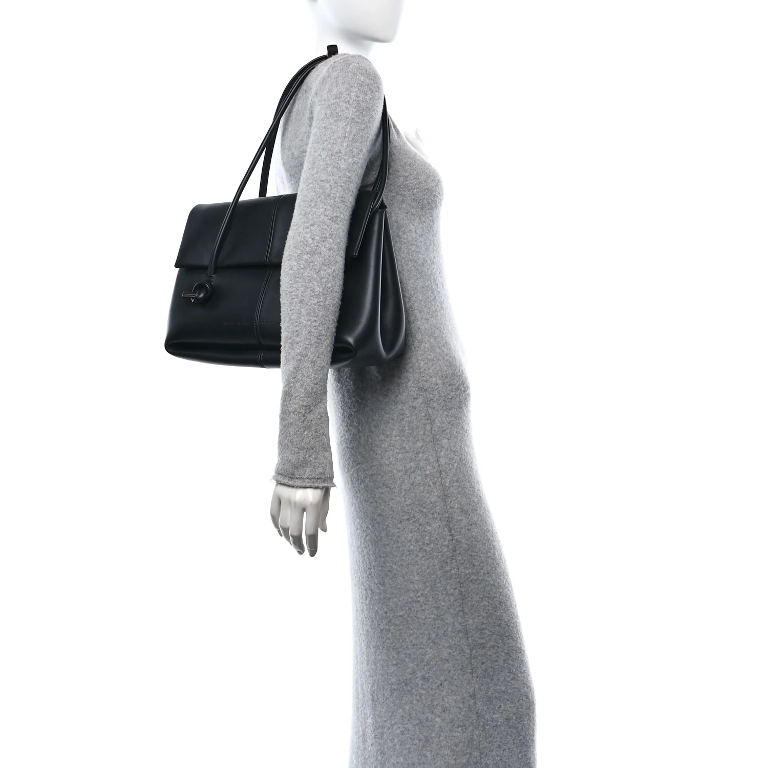Calfskin Medium Falcon Shoulder Bag Black