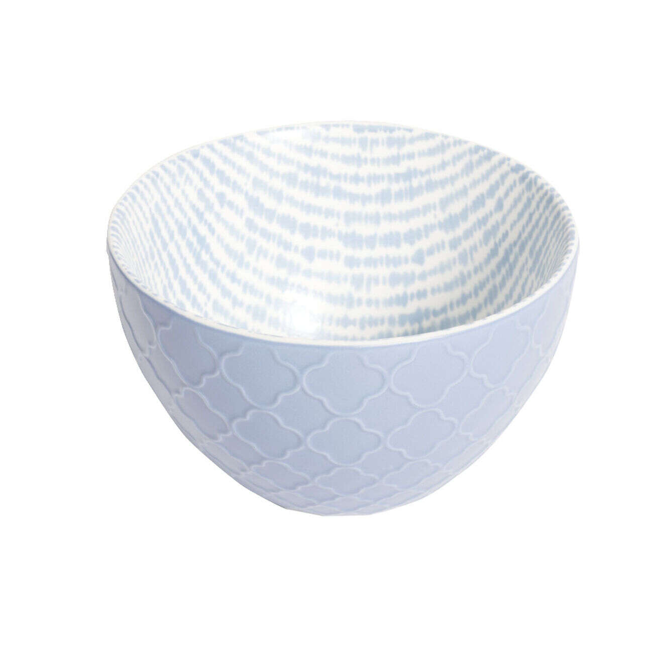 Coupelle porcelaine motif tissé blanc et bleu pastel Ø13xH7,2cm