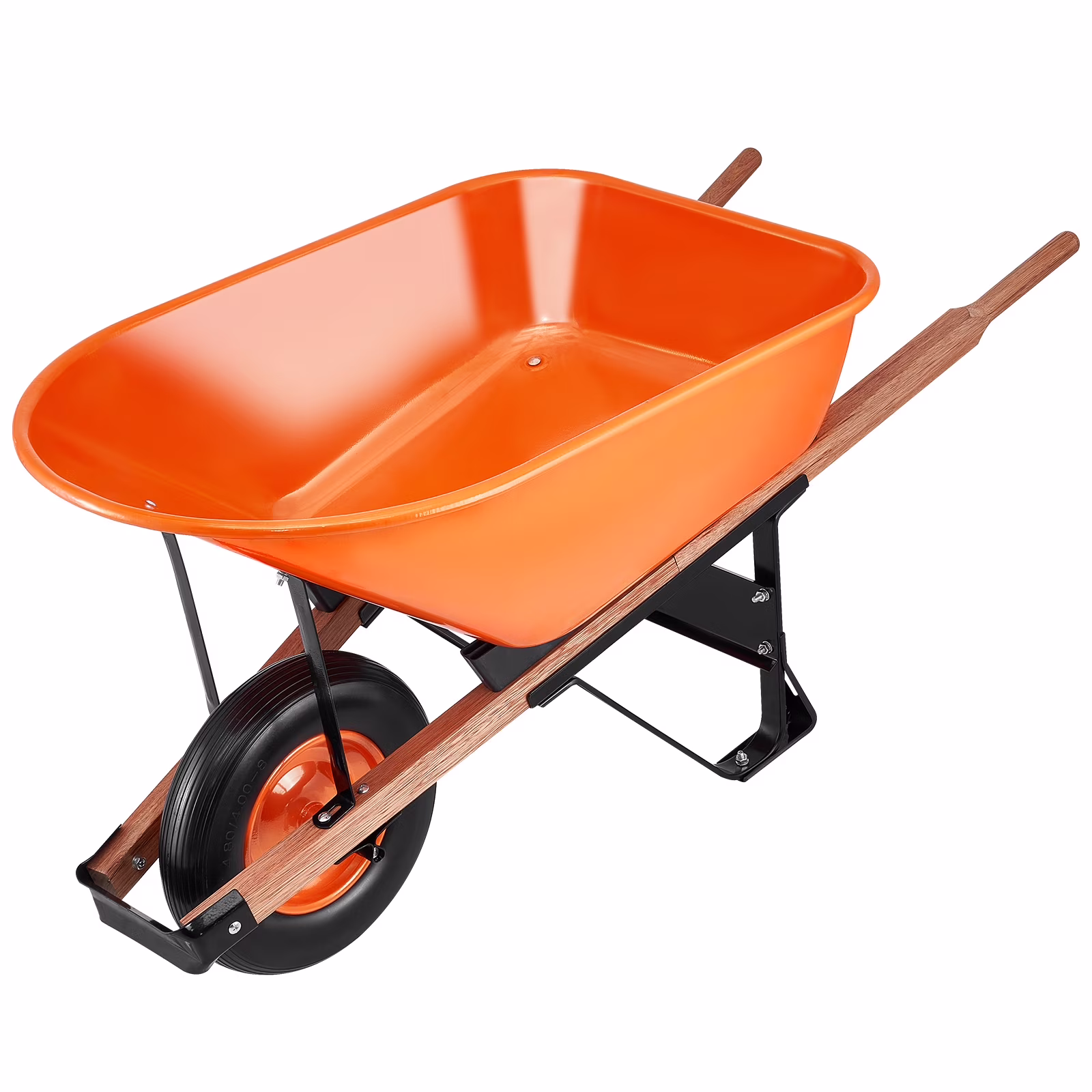 KFFKFF 6 Cu. Ft. Utility Cart, 330 lb Load, Single Wheel Yard Dump Cart with Steel Handle & 16 - Inch Broad Track Wheels, Simplified Loading for Garden, Lawn & Farm Use