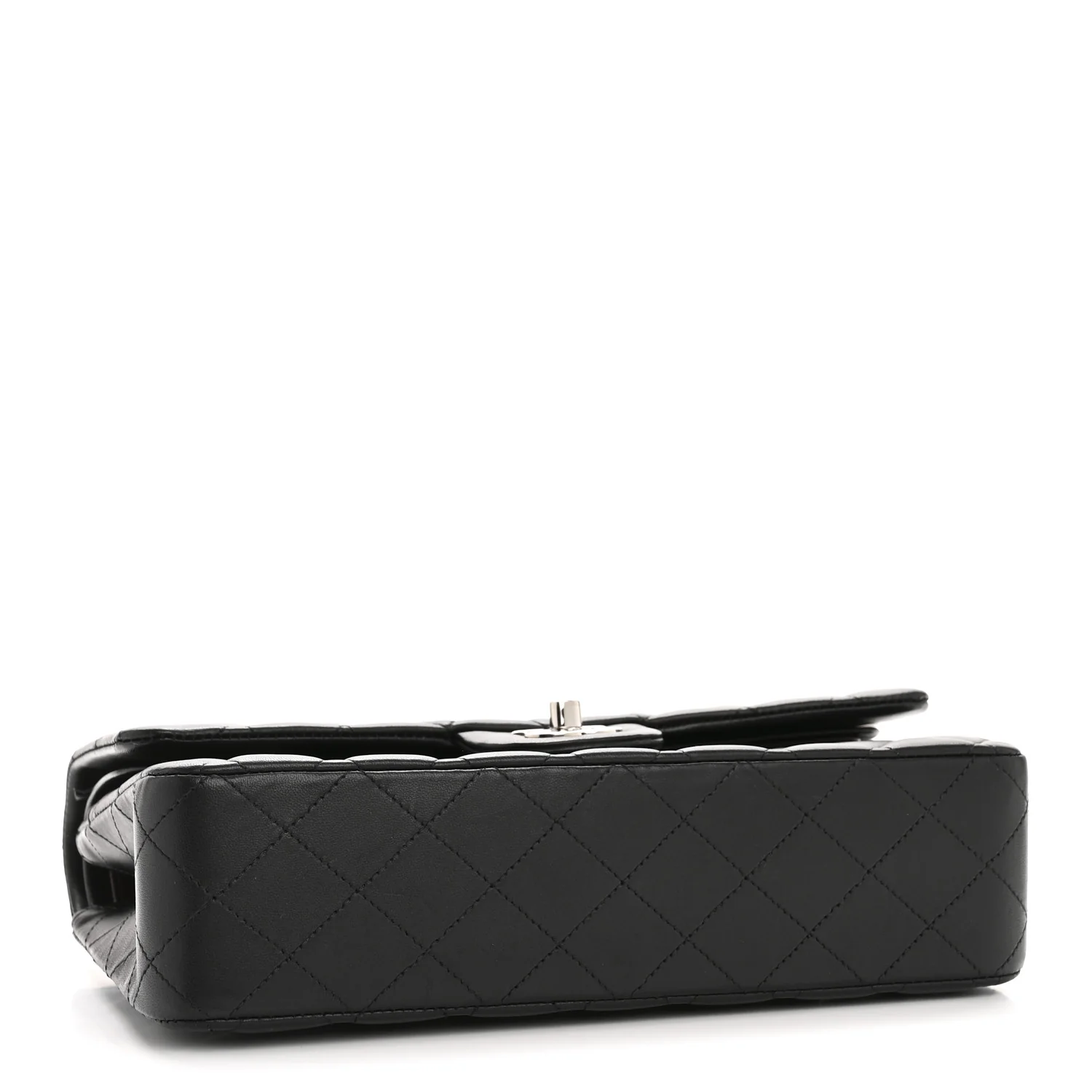 Lambskin Quilted Medium Double Flap Black