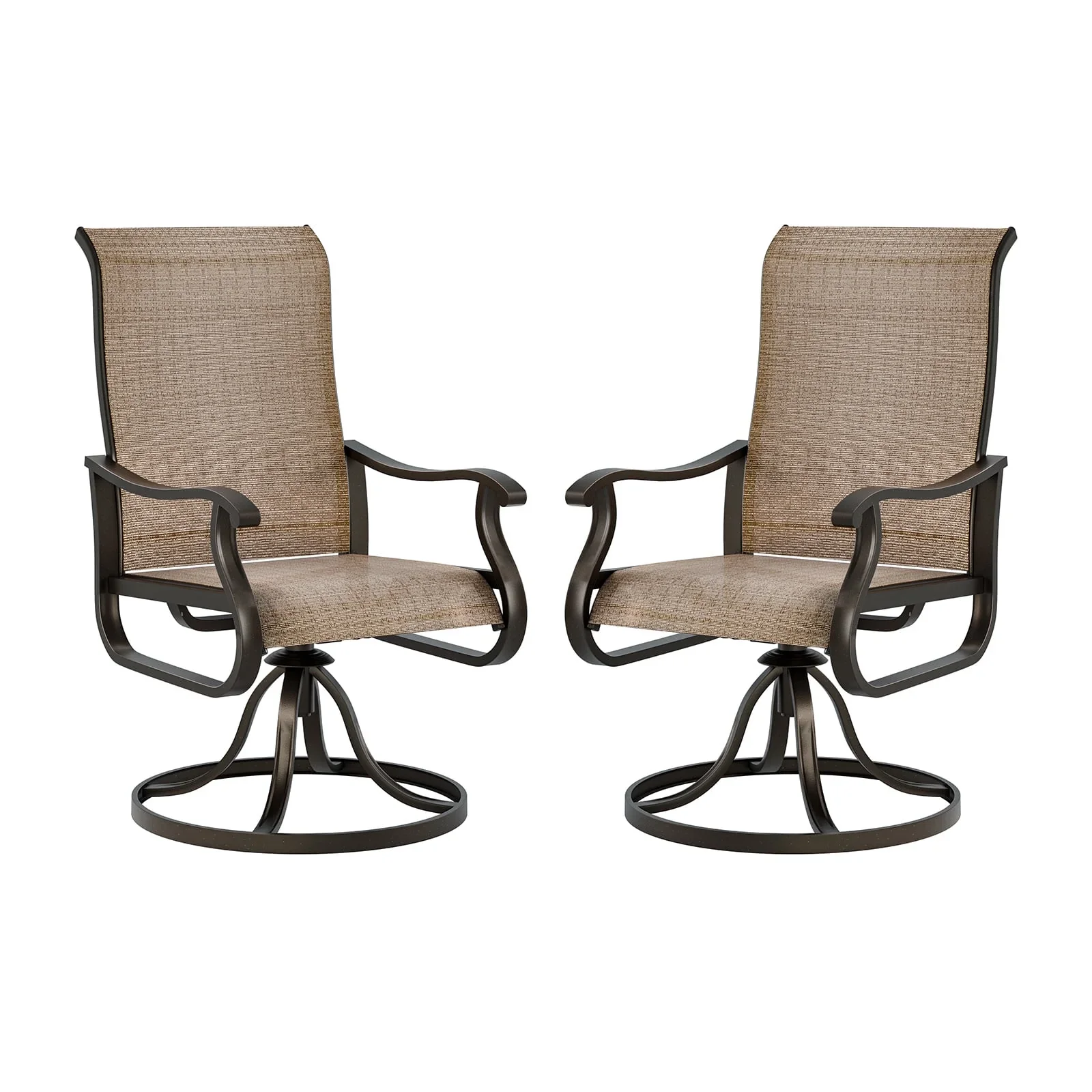 UDPATIO High Back Outdoor Dining Chairs Set of 2, All Weather Swivel Patio Chairs, Breathable Garden Outdoor Furniture for Backyard Deck