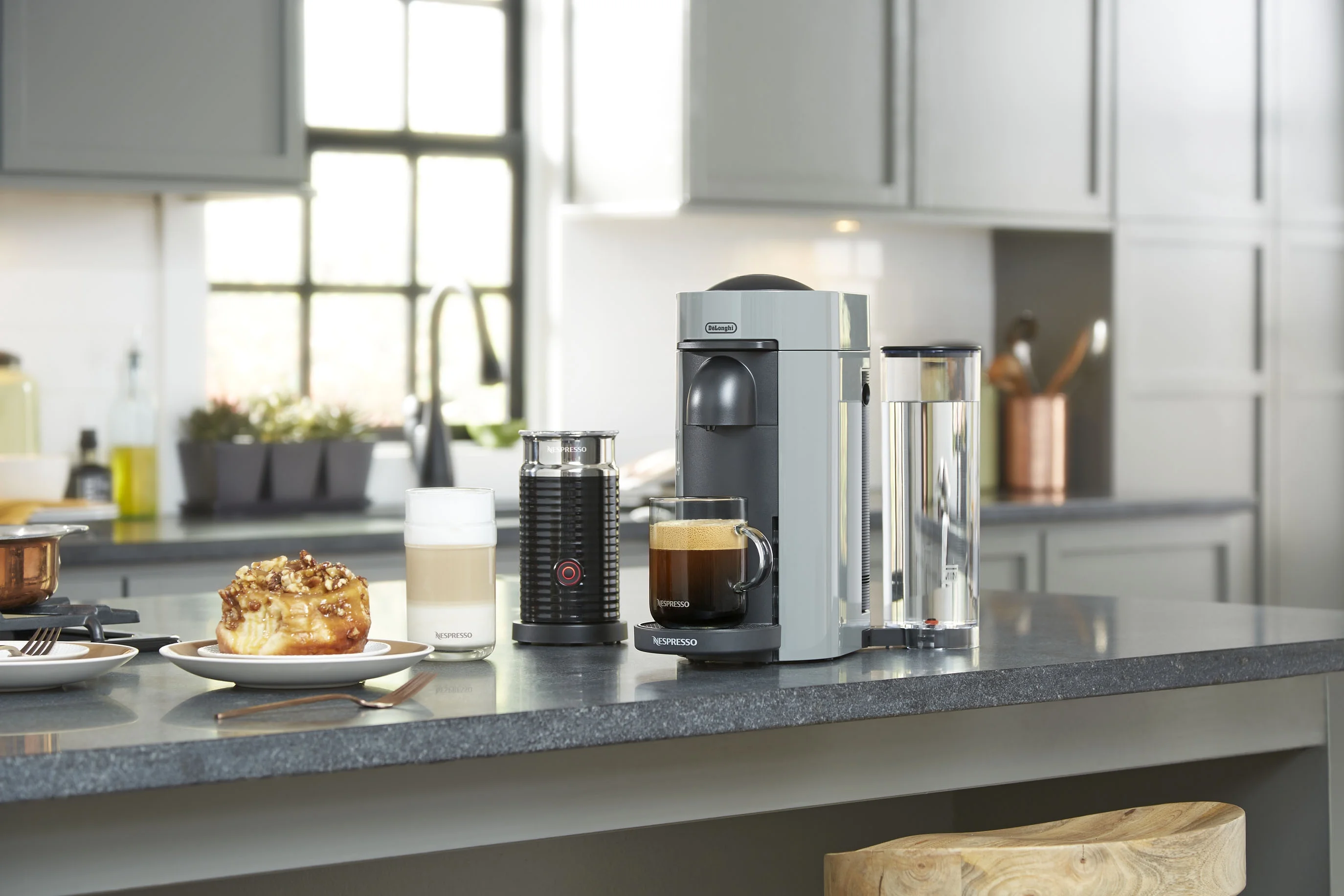 Nespresso New Vertuo Plus Coffee and Espresso Machine by De'Longhi with Aerocinno, Gray, Single - Serve Brewers