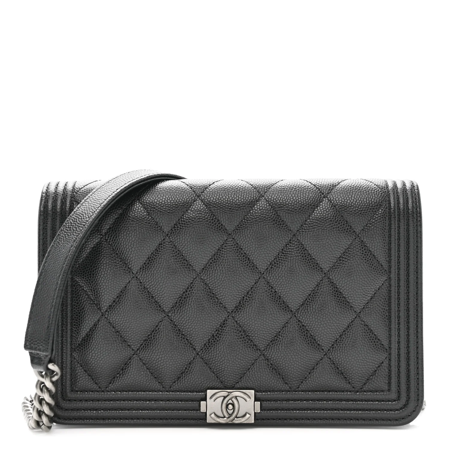Caviar Quilted Boy Wallet On Chain WOC Black