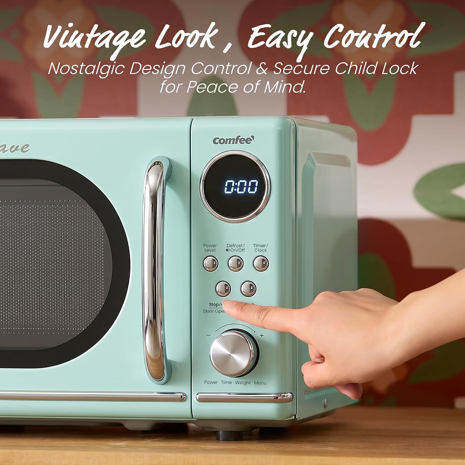 COMFEE' Retro Countertop Microwave Oven, 0.7 Cu.Ft., 700W, Green