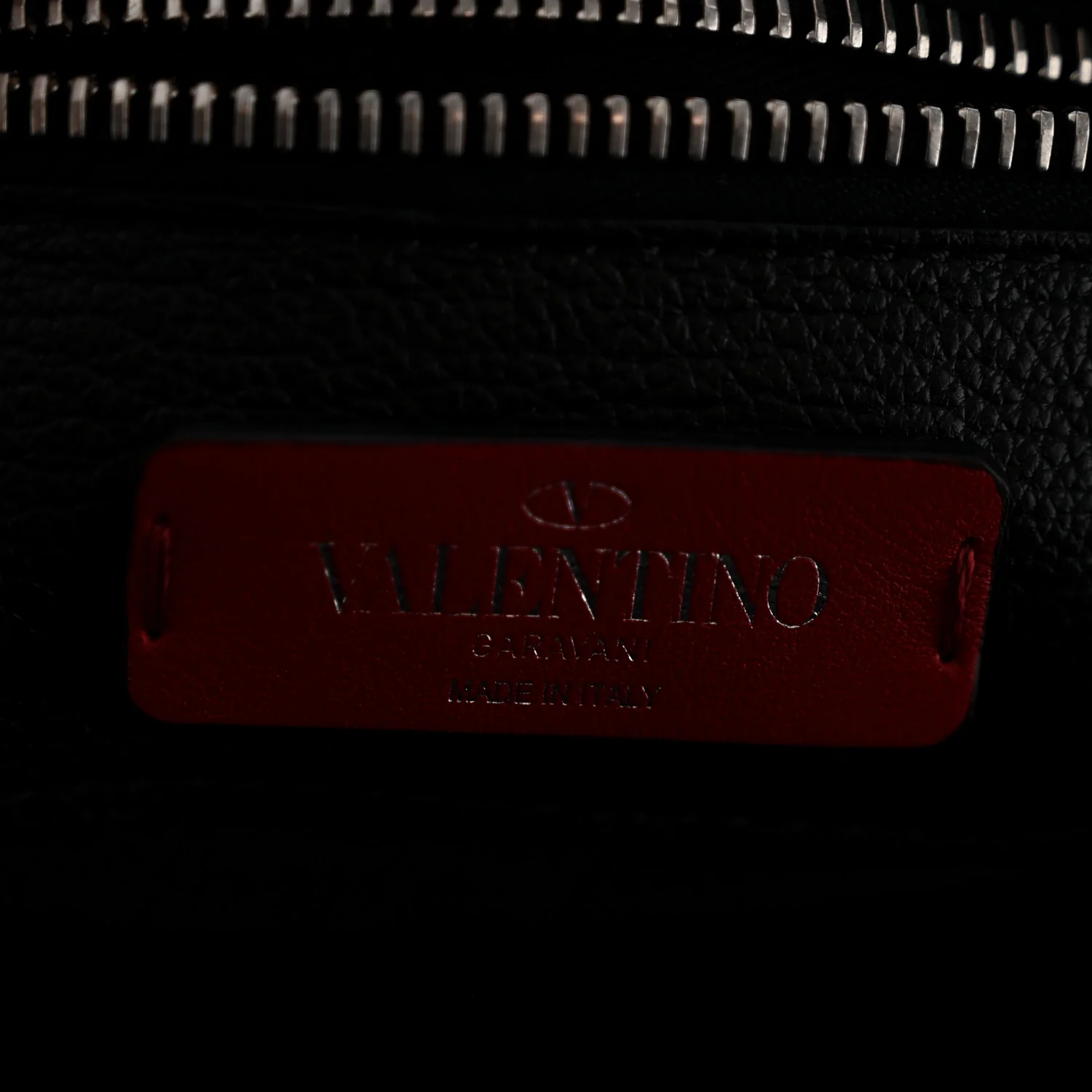 Grained Calfskin Rockstud Backpack Black