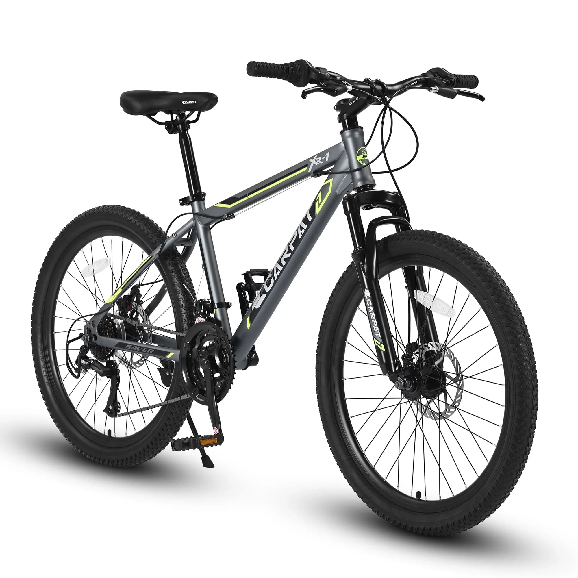 24 inch Mountain Bike Shimano 21 Speeds for Teenager with with Daul Disc Brakes and Front Suspension MTB,Grey